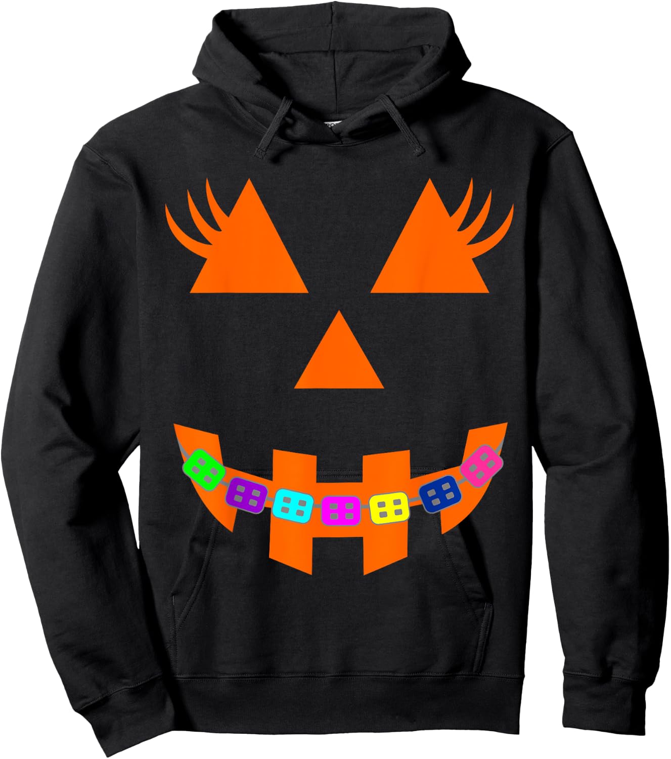 Halloween Pumpkin Face with Braces Orthodontist Costume Kids Hoodie - Hoodie | Black