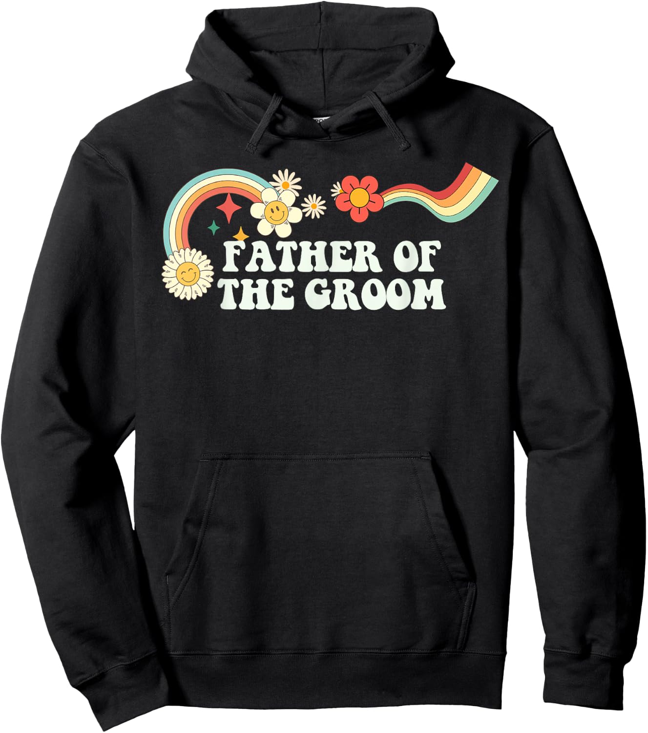 Groovy Script Funny Father of the Groom, Retro Quote Hoodie - Hoodie | Black