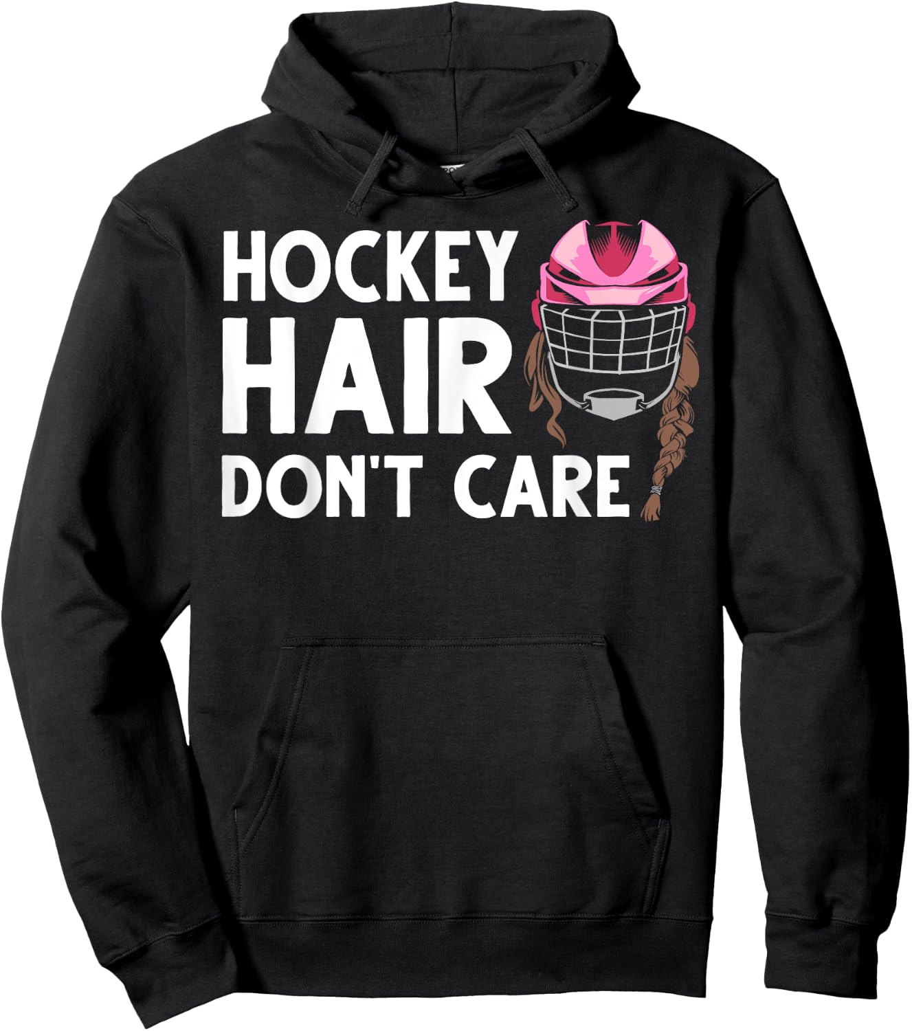 Funny Ice Hockey Girls Field Hockey Helmet Hair Hoodie - Hoodie | Black