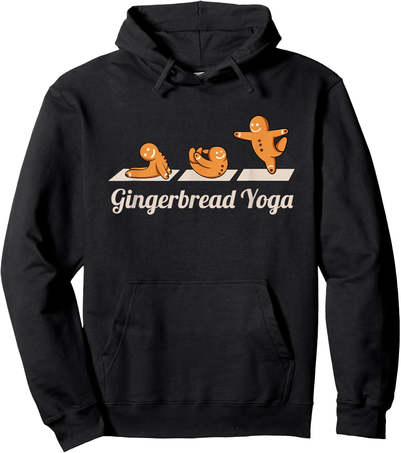 Gingerbread Man Yoga Funny Cute Fitness Christmas Hoodie - Hoodie | Black