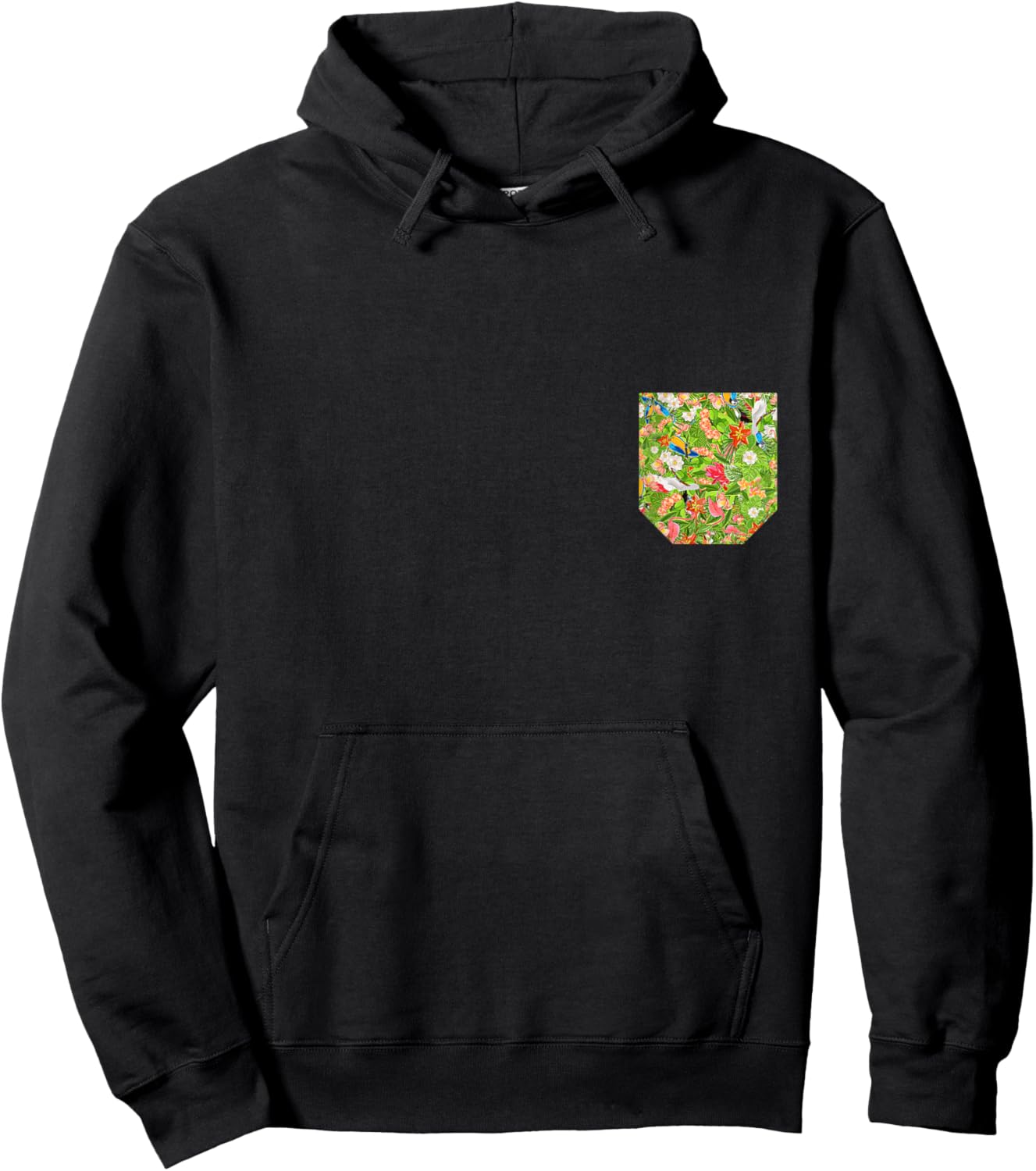 Pocket | Tropical Bird Hawaiian Theme Hoodie - Hoodie | Black