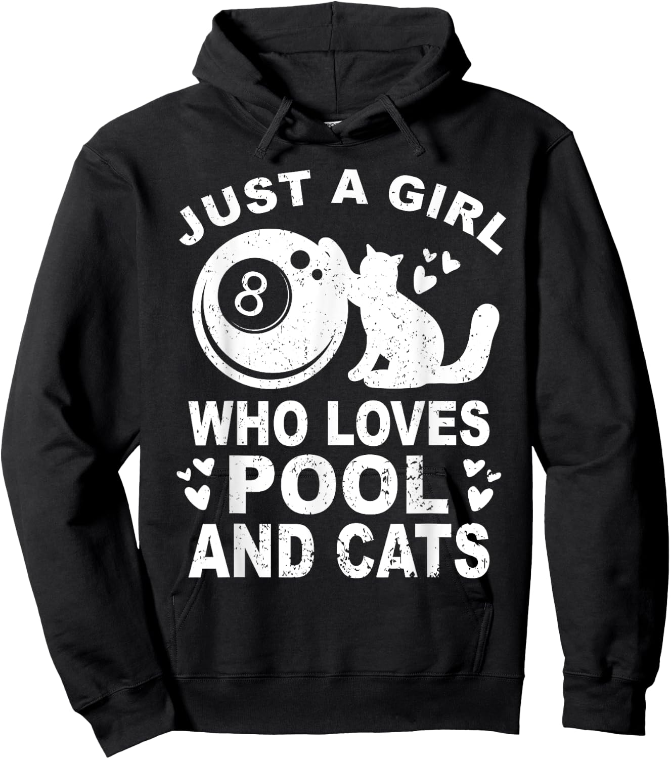 Just A Girl Who Loves Billiard And Cats - Pool Billiards Hoodie - Hoodie | Black