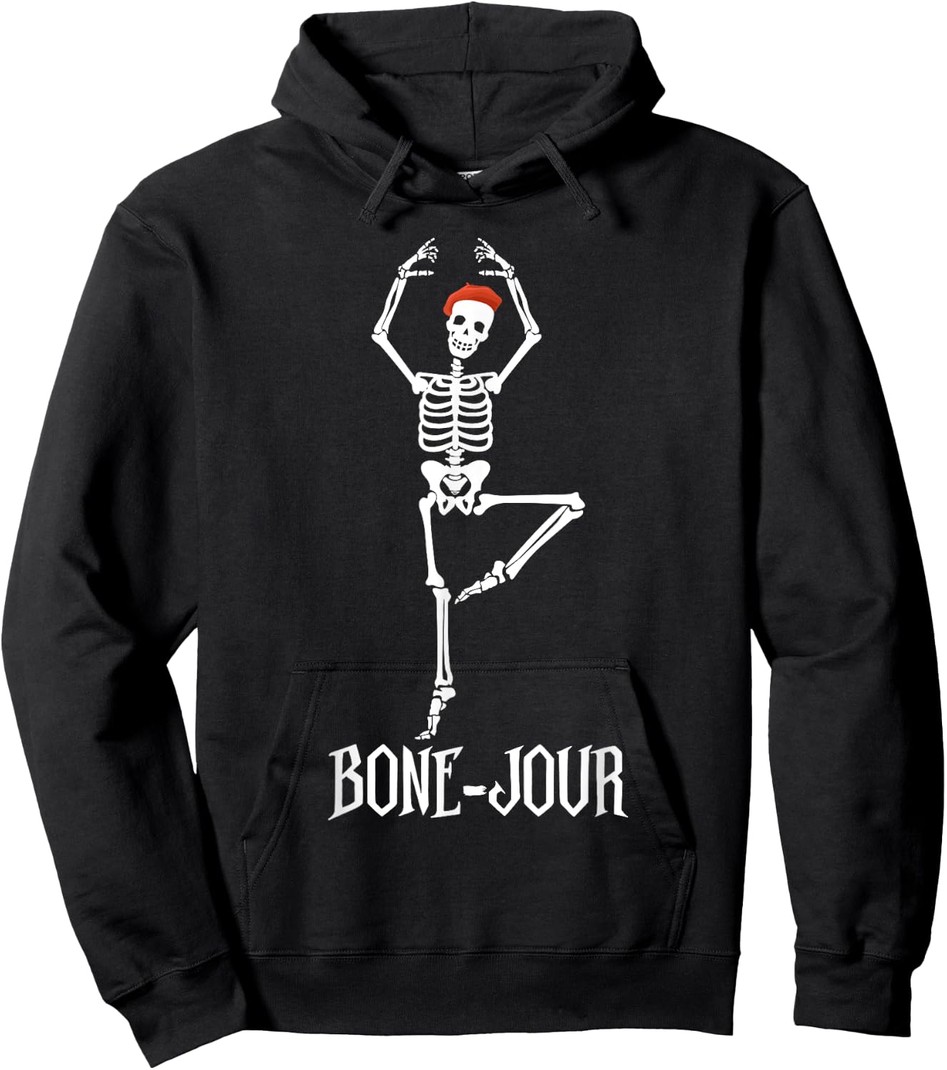Bone-jour Skeleton French Halloween Costume Hoodie - Hoodie | Black