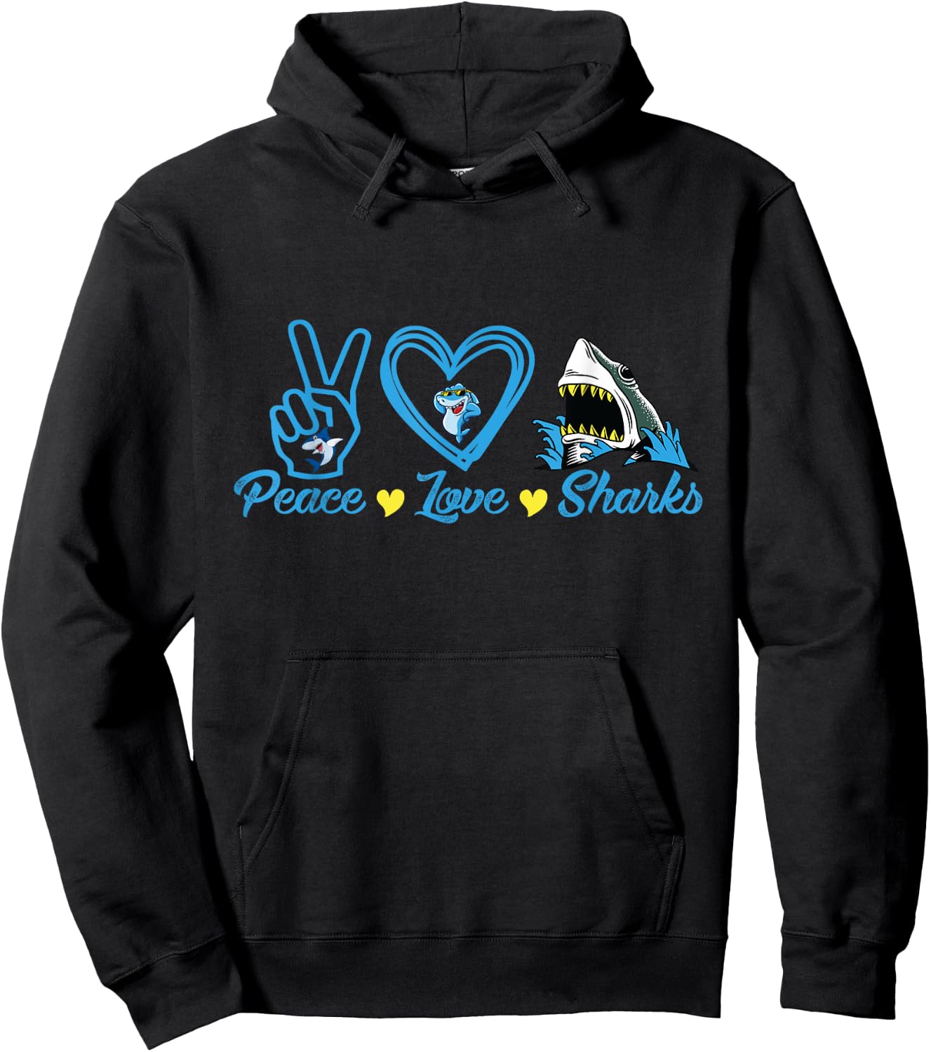 Peace Love Sharks - Shark Lover Gift Hoodie - Hoodie | Black