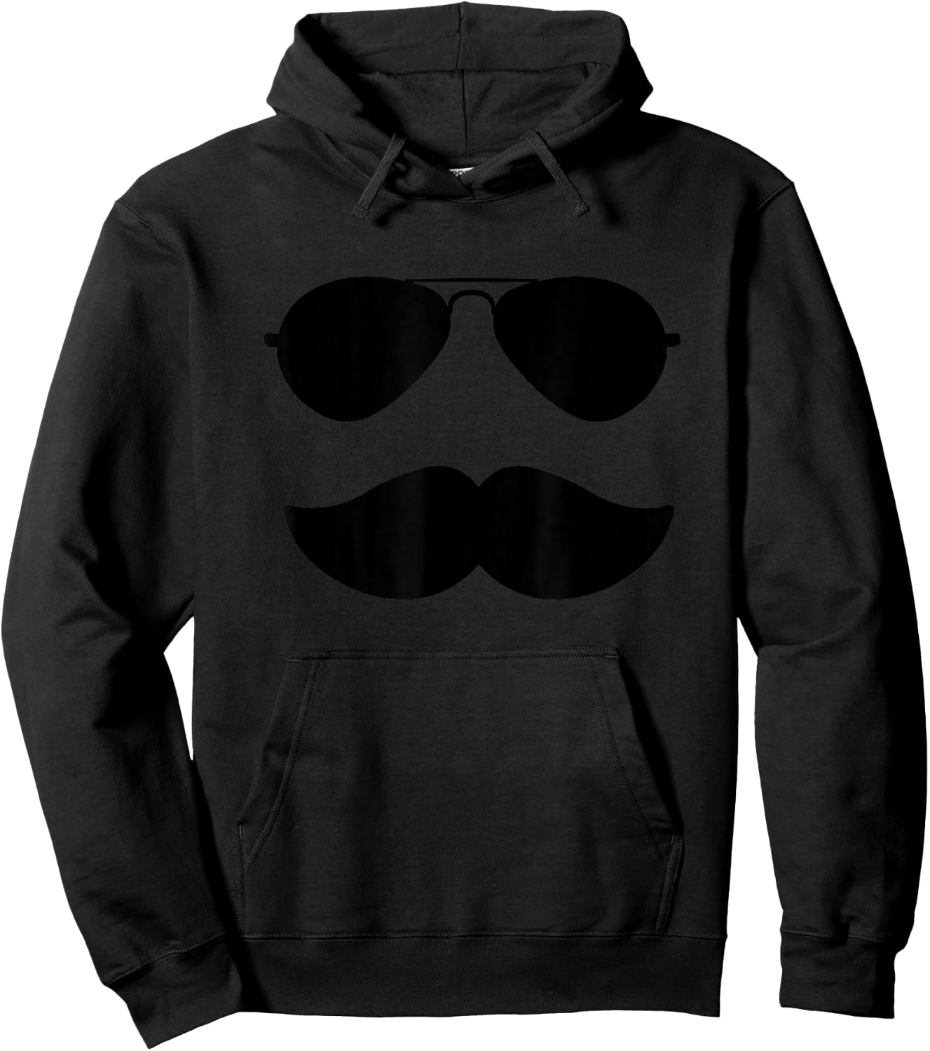 Aviator Sunglasses and Moustache Hoodie - Hoodie | Black