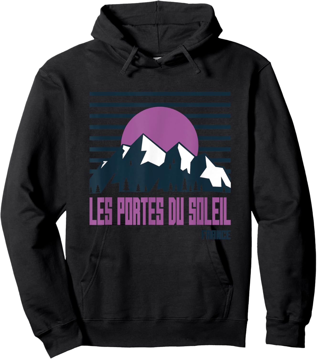 Les Portes Du Soleil Vintage Mountains Hiking France Retro Hoodie - Hoodie | Black