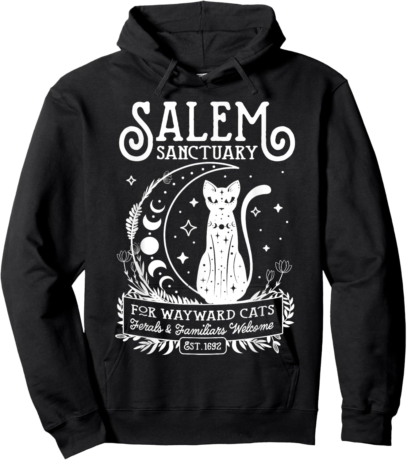Funny Witch Salem Home For Wayward Black Cats 1692 Halloween Hoodie - Hoodie | Black
