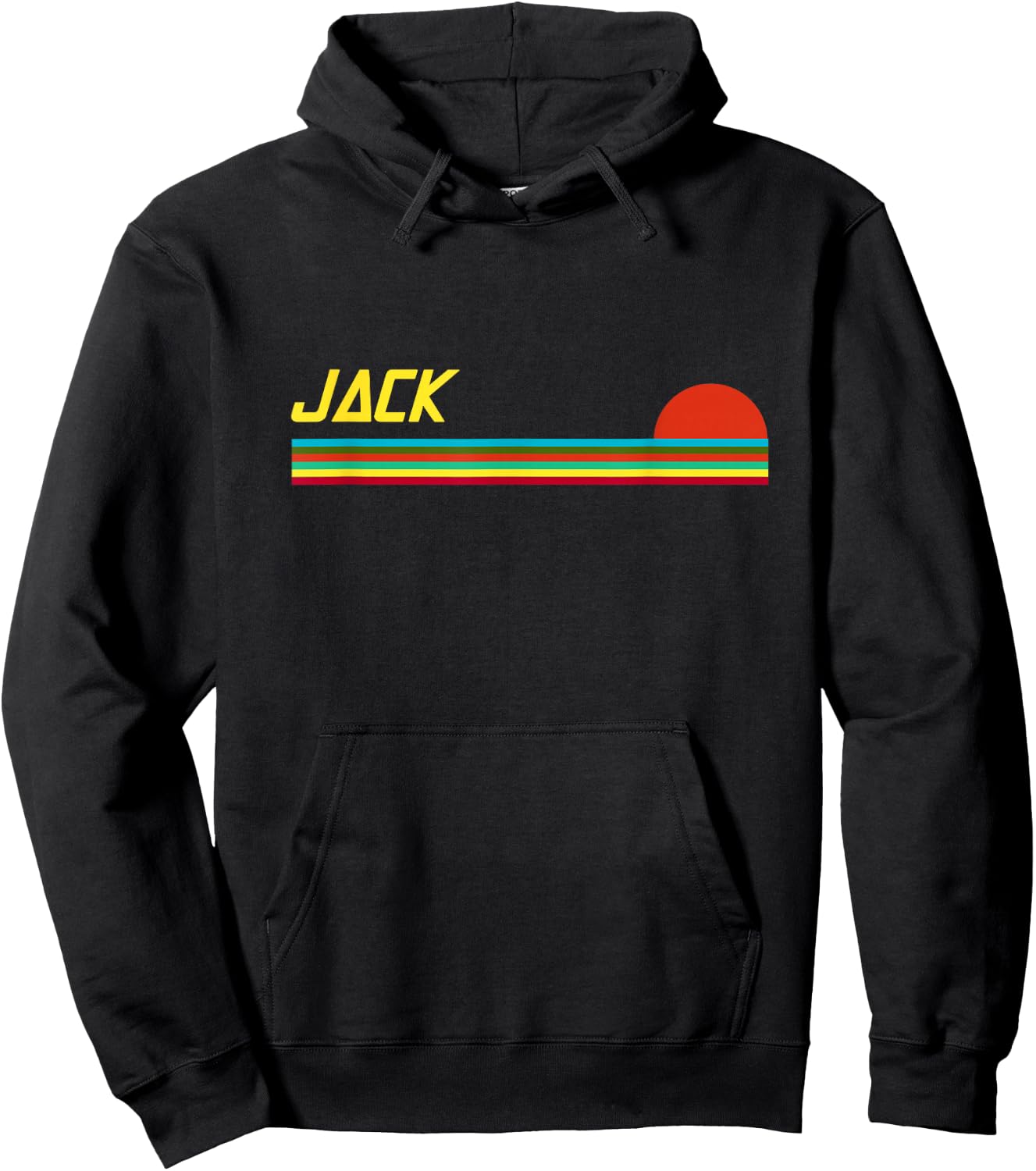 Jack First Name Logo Retro Sunset Surfer Style Jack Hoodie - Hoodie | Black