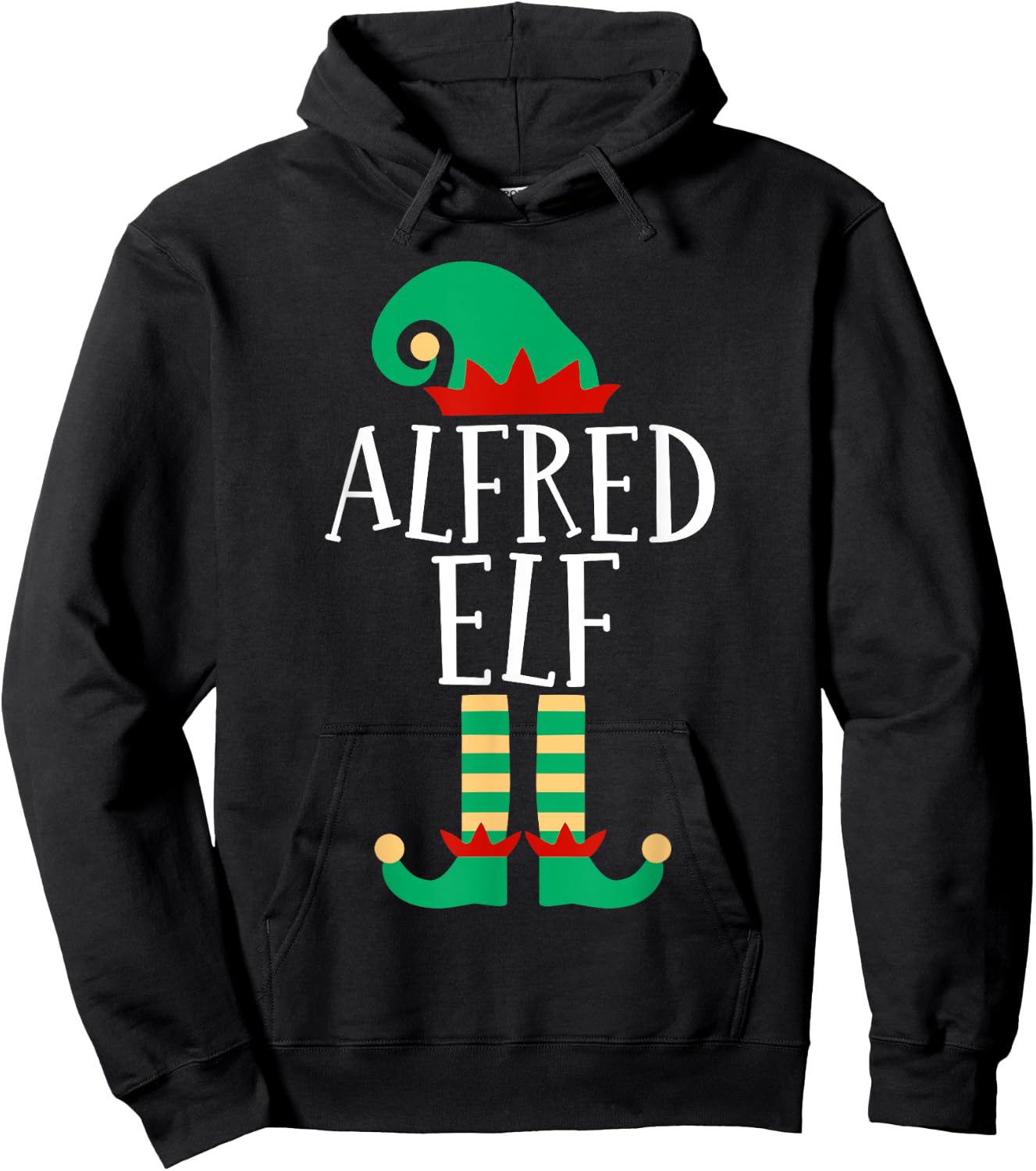 The Alfred Elf Funny Family Matching Christmas Pajamas Hoodie - Hoodie | Black