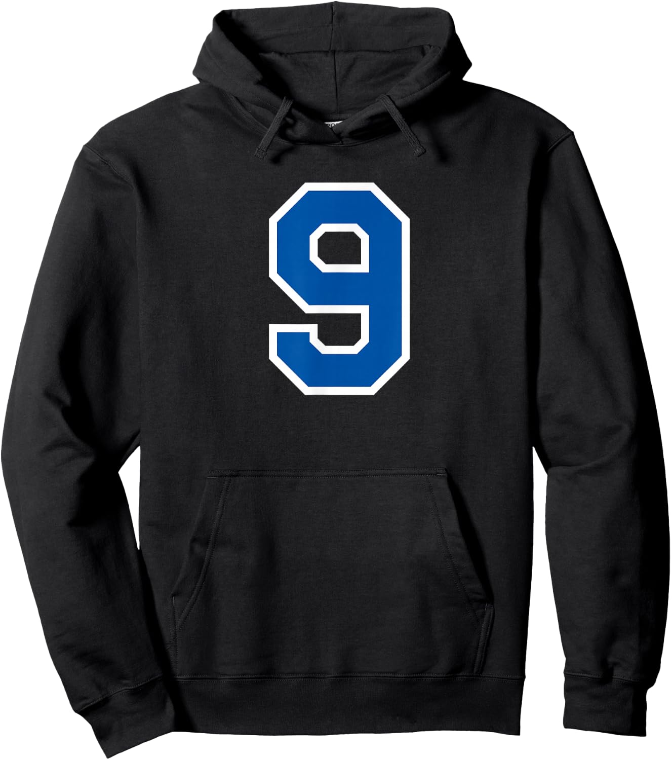 Number #9 Varsity White Blue Sports Team Hoodie - Hoodie | Black
