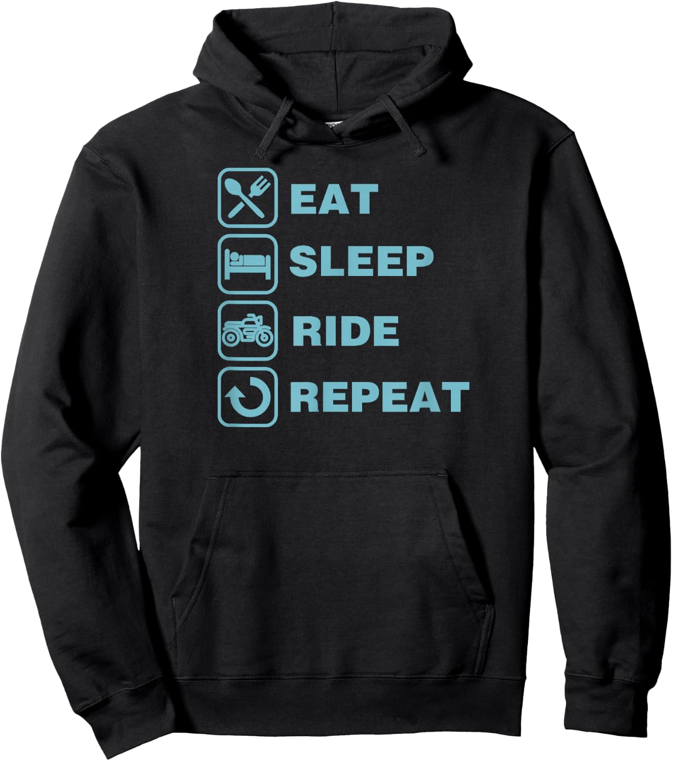 Eat Sleep Ride Repeat Motorcycle Biker Hoodie - Hoodie | Black