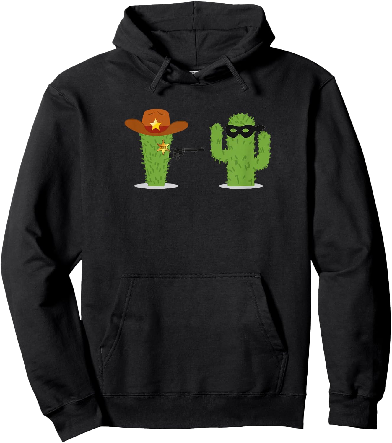 Sheriff Cactus Succulent Hands Up! Gun Funny Hoodie - Hoodie | Black