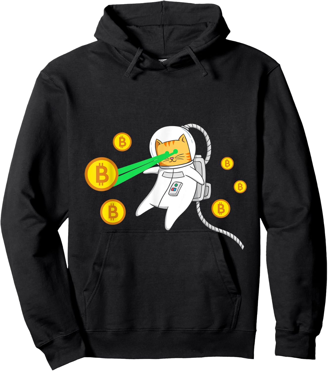 Space Astronaut Cat Bitcoin Laser Eyes Cryptocurrency BTC Women Hoodie - Hoodie | Black
