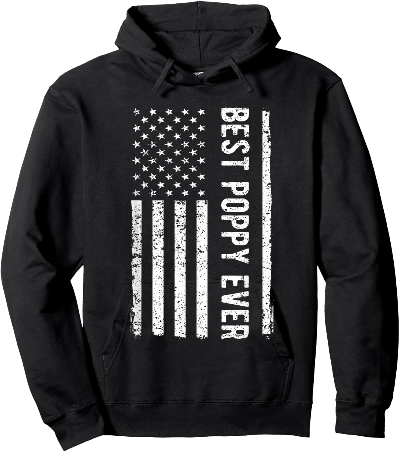 Father's day Best Poppy Ever US American Flag Gift Grandpa Men Hoodie - Hoodie | Black
