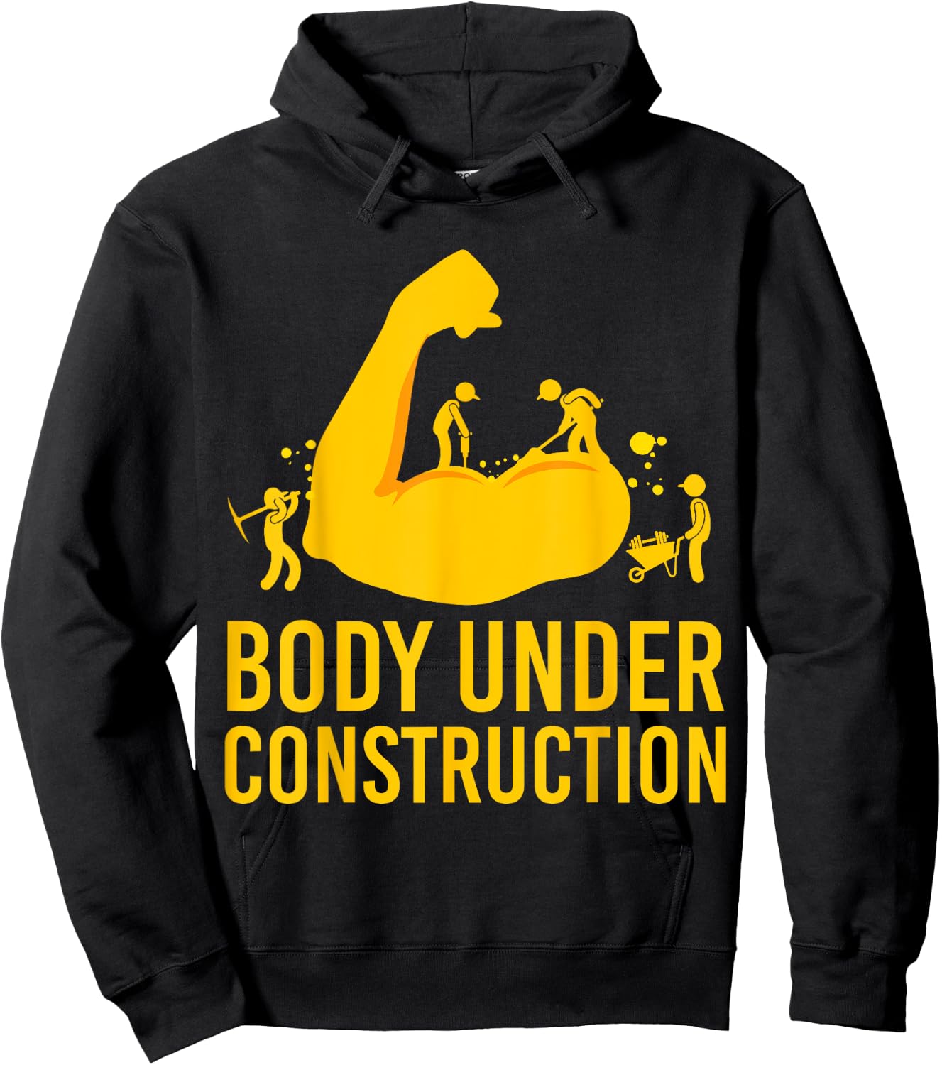 Bodybuilder Body Under Construction Funny Gym Bodybuilding Hoodie - Hoodie | Black