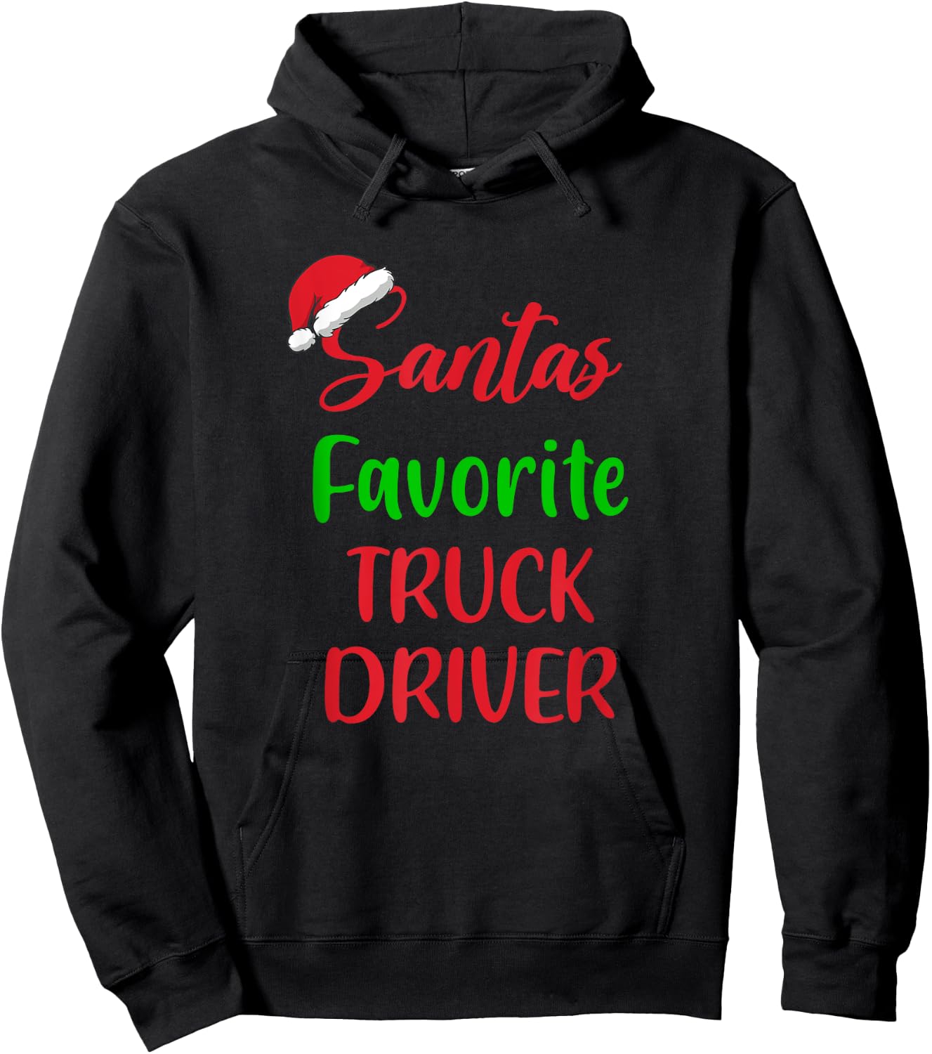 Santa’s Favorite Truck Driver Pajama Christmas Xmas Hoodie - Hoodie | Black