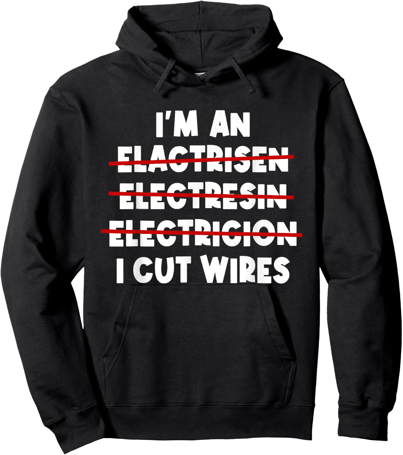 Electrician Spelling Electronics Technician Repair Wireman Hoodie - Hoodie | Black
