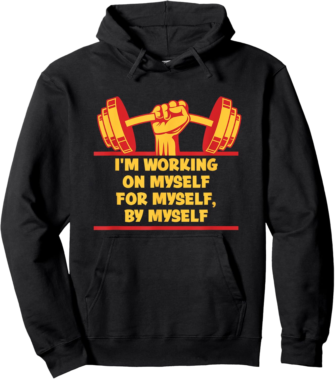 I'm Working on Myself for Myself Workout Sayings Gym Quotes Hoodie - Hoodie | Black
