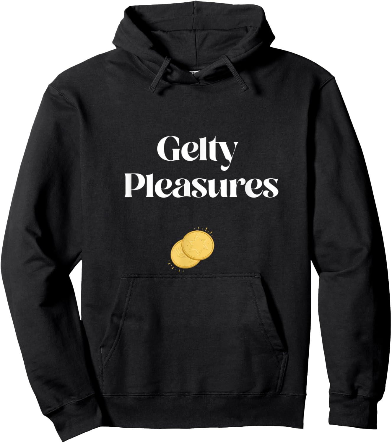 Gelty Pleasures Funny Hanukkah Channuka Gelt Dreidel Latke Hoodie - Hoodie | Black