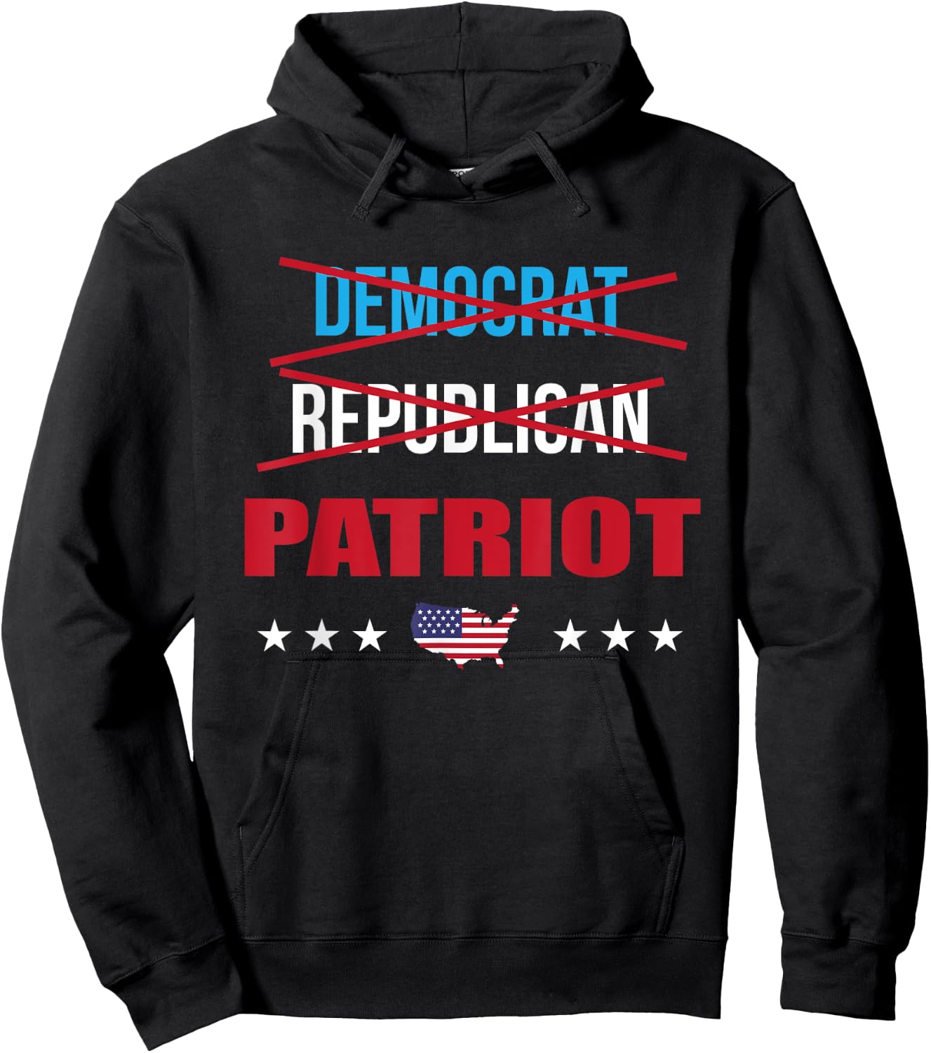 Democrat Republican Patriot Nonpartisan American Flag USA Men Hoodie - Hoodie | Black