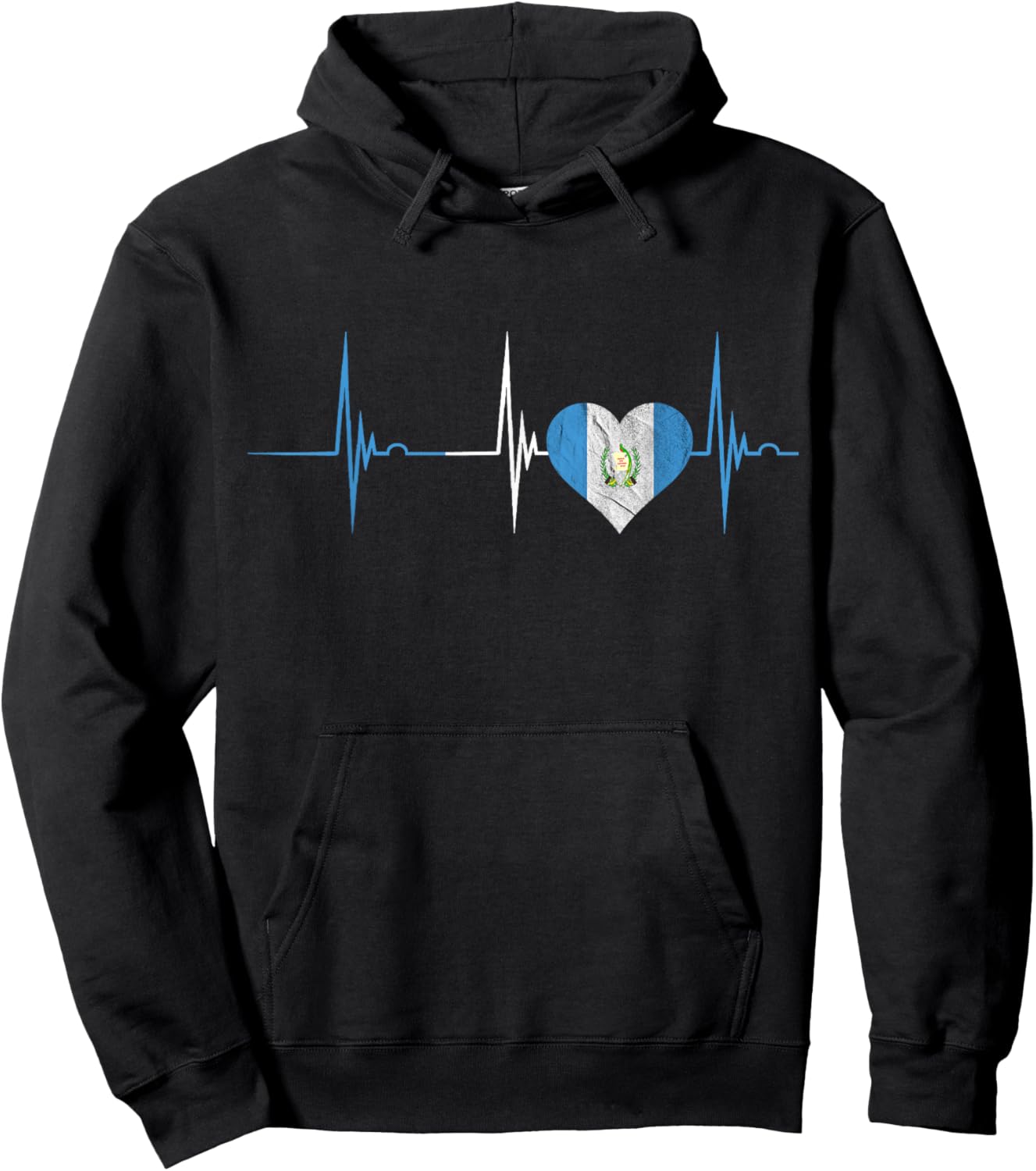 Guatemala Heartbeat EKG Pulse Guatemalan Heart Mayan Chapin Hoodie - Hoodie | Black