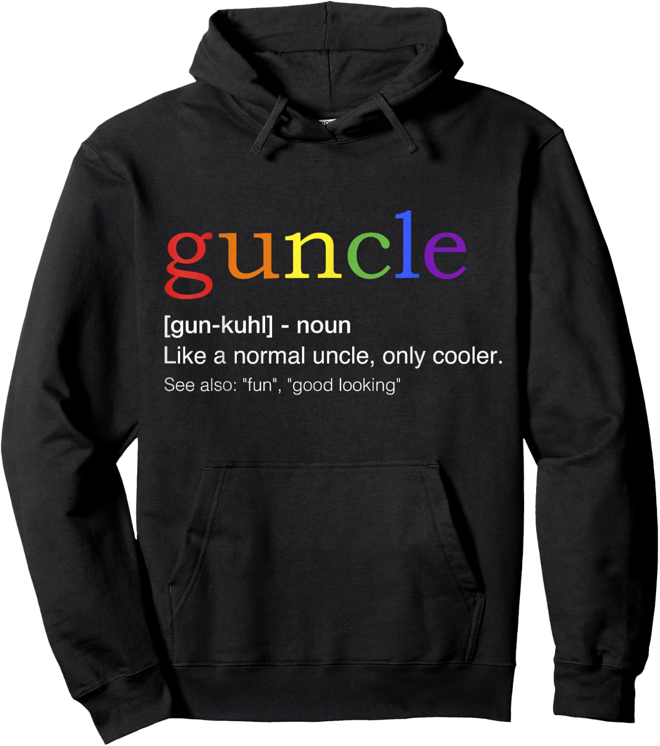 Guncle in rainbow flag colors for gay uncle Hoodie - Hoodie | Black