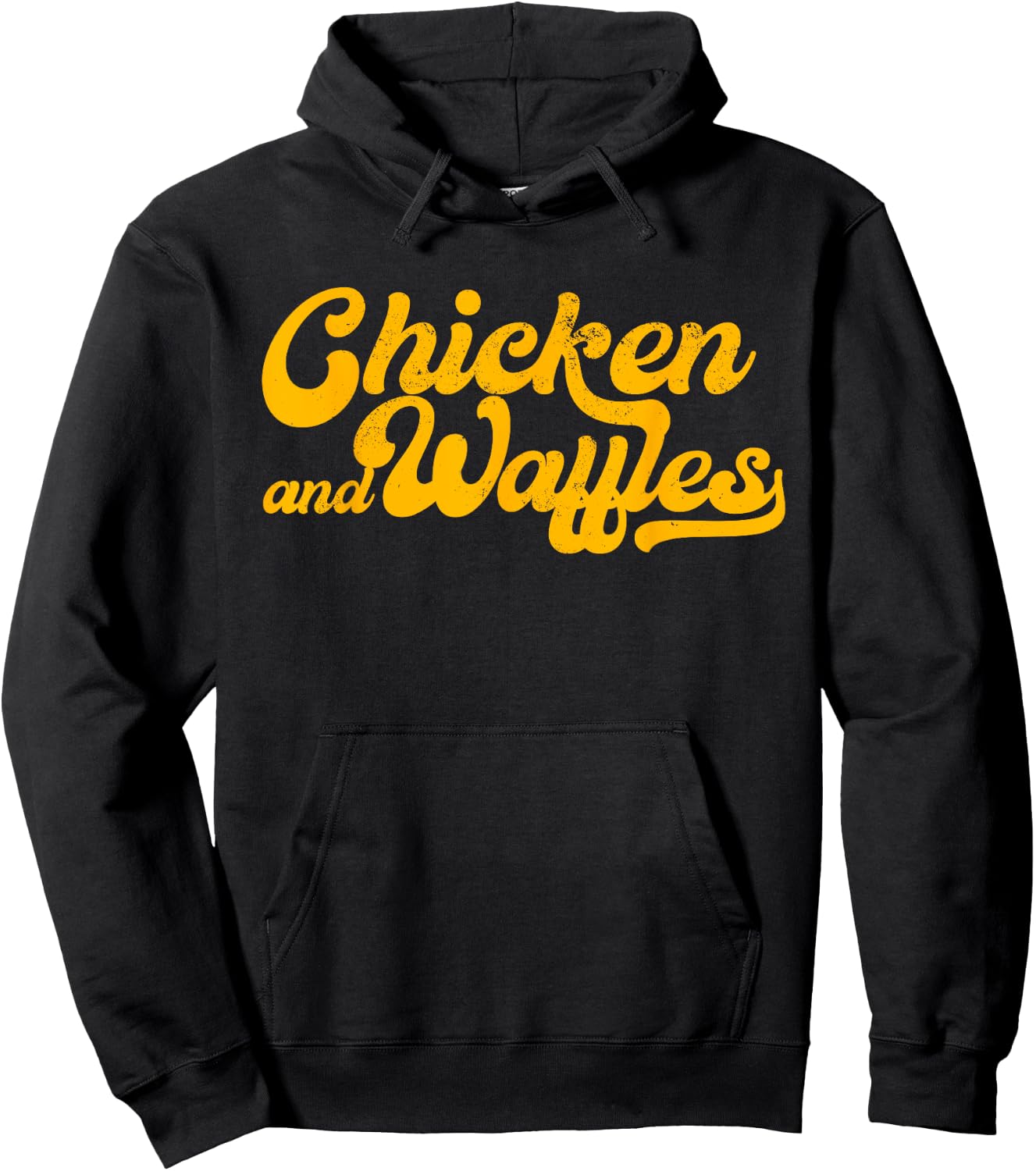 Chicken & Waffles, Funny Retro Baseball Style Foodie Hoodie - Hoodie | Black