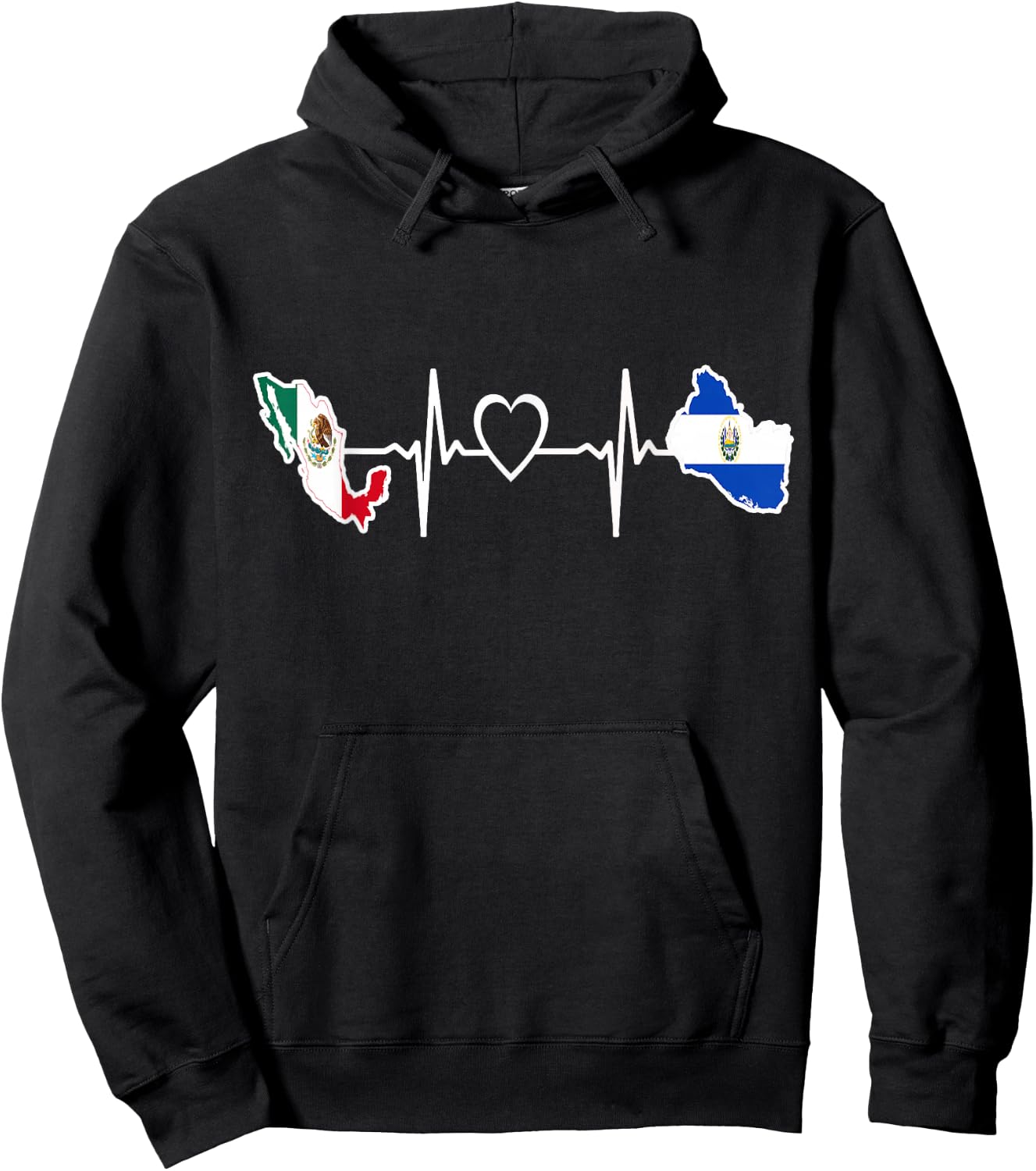 Mexican Salvadorian Flag - Mexico El Salvador Heartbeat Hoodie - Hoodie | Black