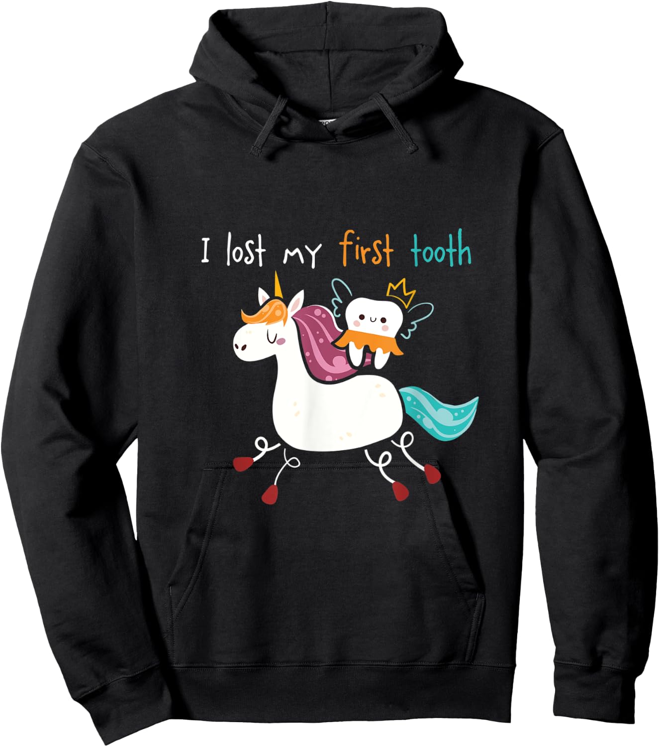 Baby Teeth Fairy Unicorn I I Lost My First Tooth Hoodie - Hoodie | Black