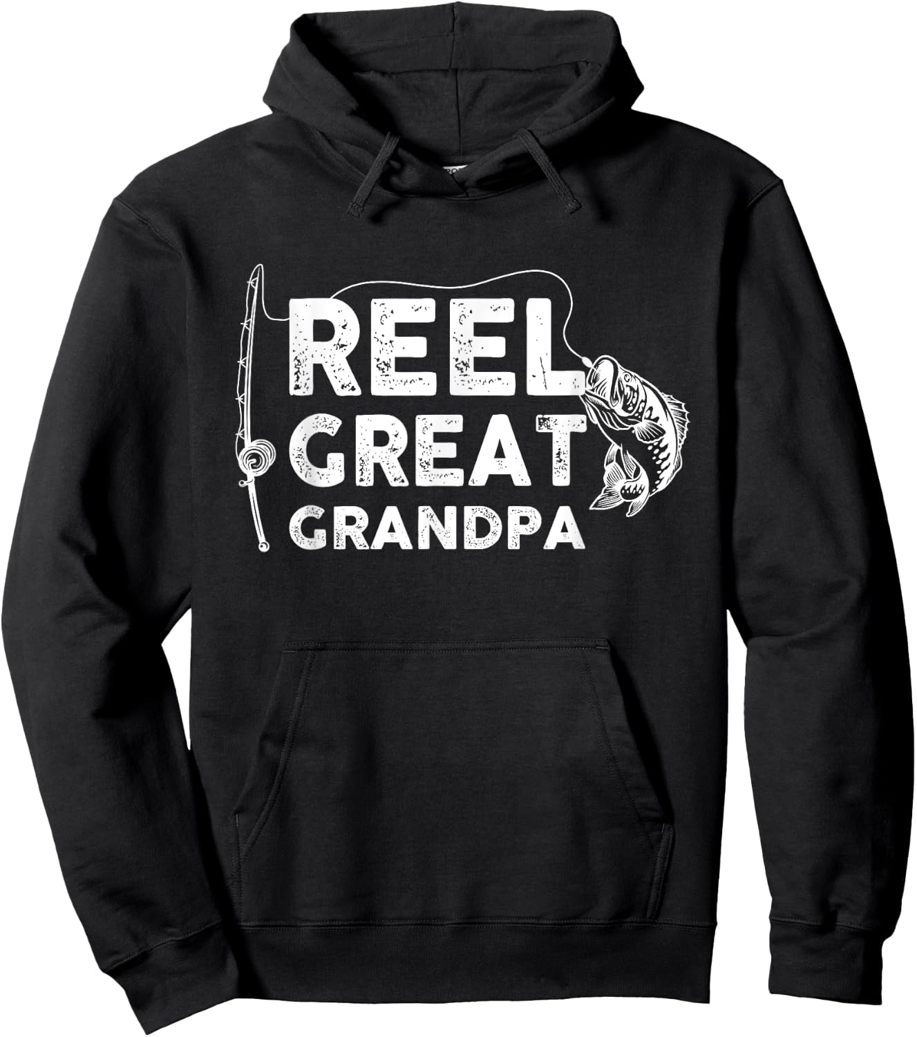 Reel Great Grandpa Fishing Daddy or Fisherman Grandpa Hoodie - Hoodie | Black