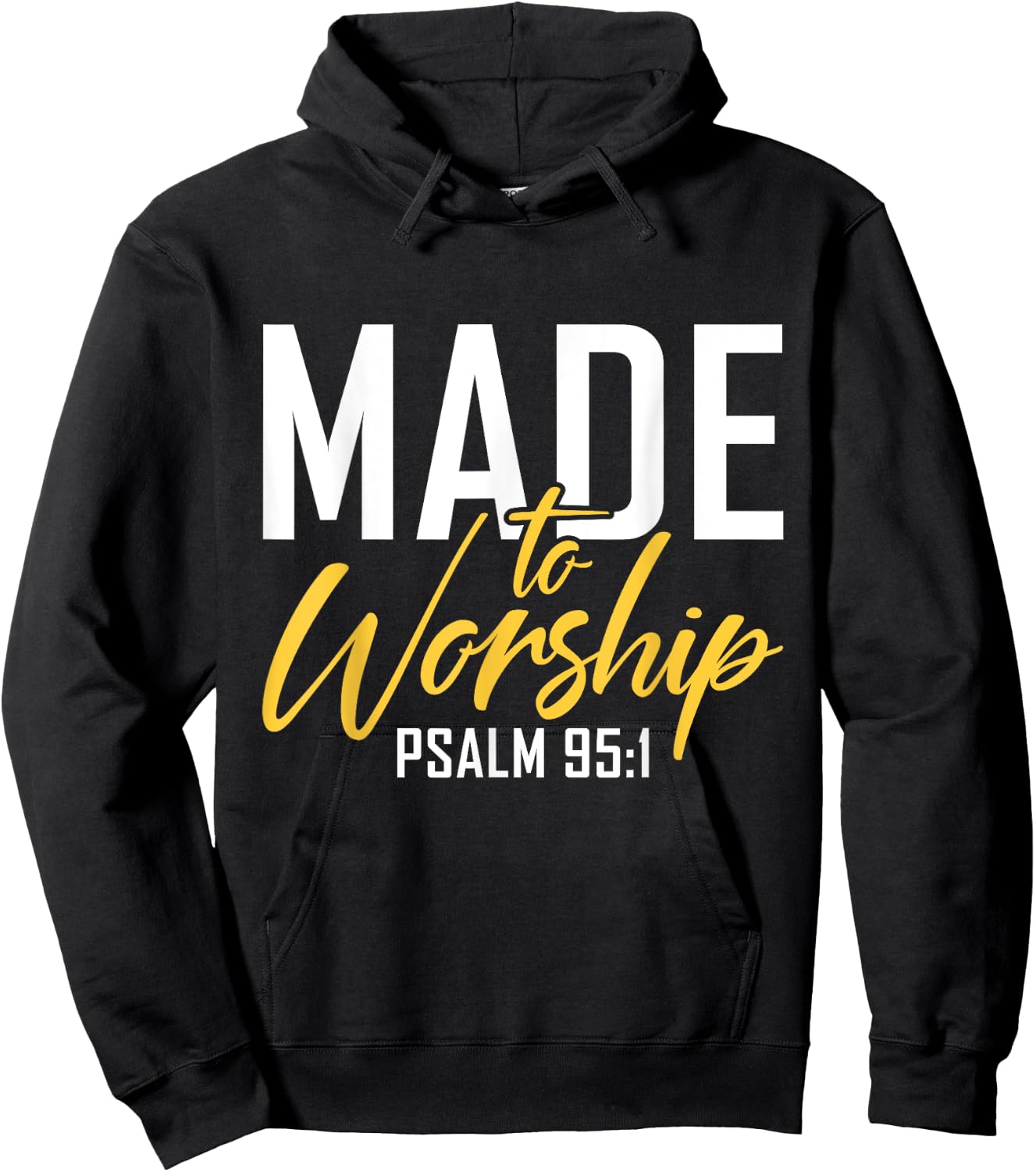 Made To Worship Designs By ShirtZilla -Adults Worship Shirt Men & Women God Black Small Letter Print Classic Fit Hoodie - Hoodie | Black
