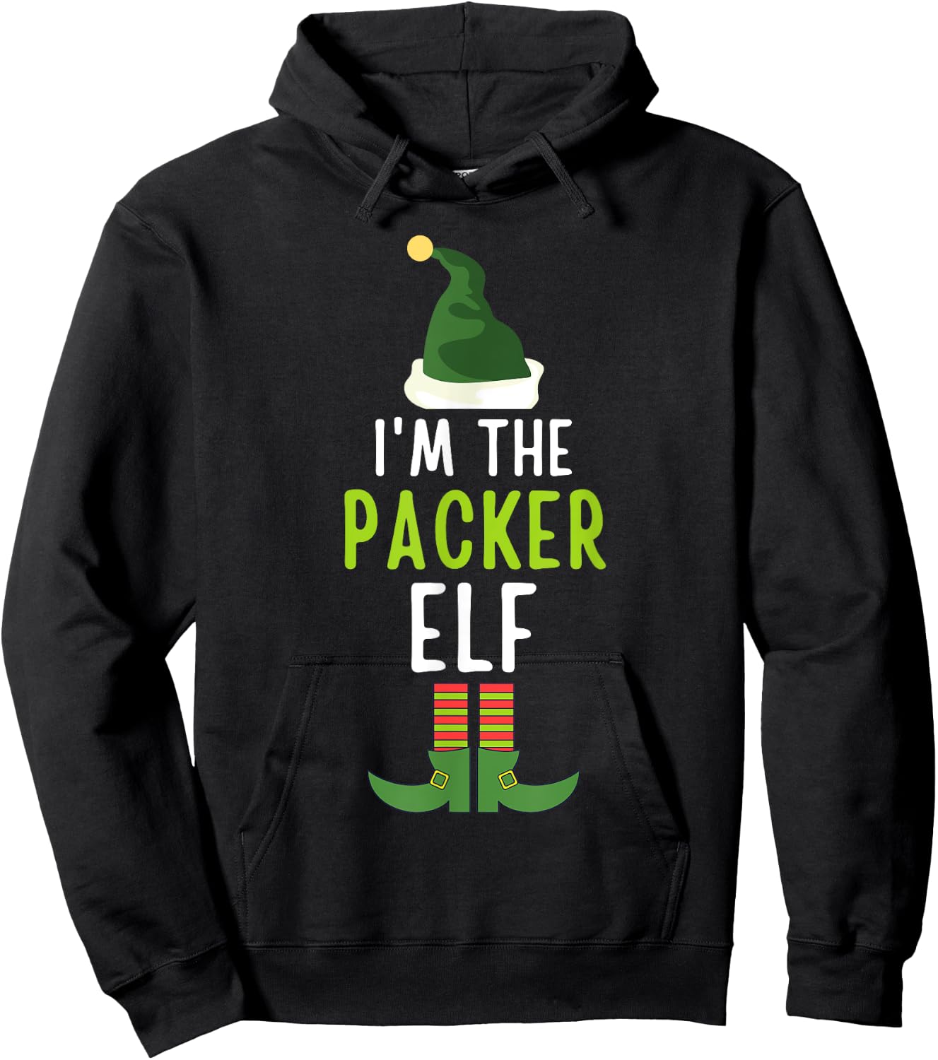 Packer Elf Funny Christmas Pajama Hoodie - Hoodie | Black