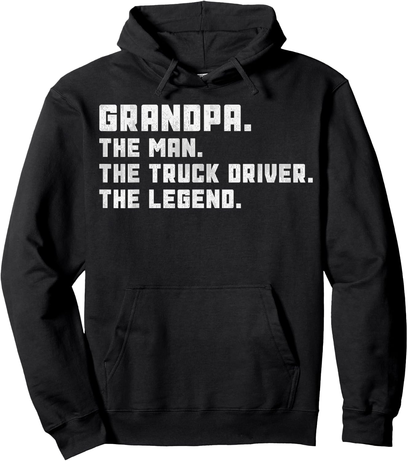 Grandpa The Man Big Rig Semi-Trailer Truck Driver Legend Hoodie - Hoodie | Black