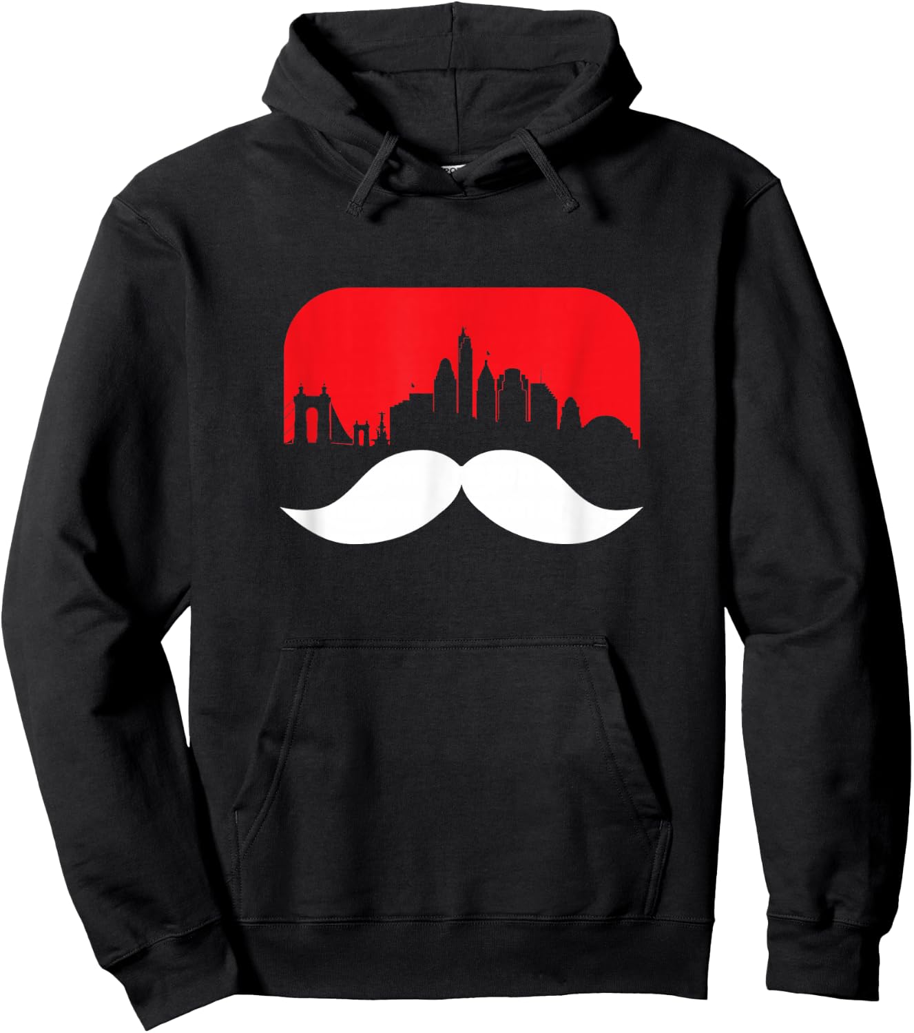 Cincinnati Moustache Shirt & Red Cincinnati Skyline Redlegs Hoodie - Hoodie | Black