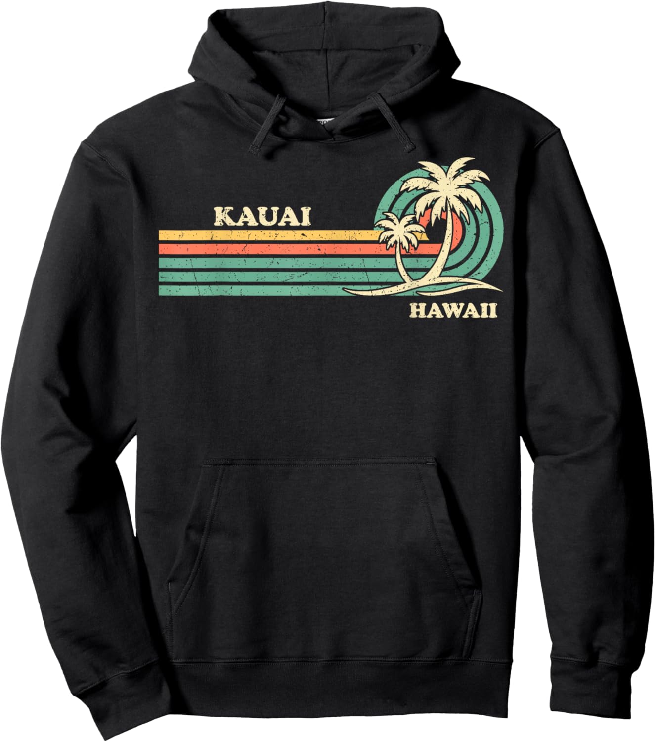 Funny Vintage Retro Summer Vacation Hawaii Kauai Beach Hoodie - Hoodie | Black