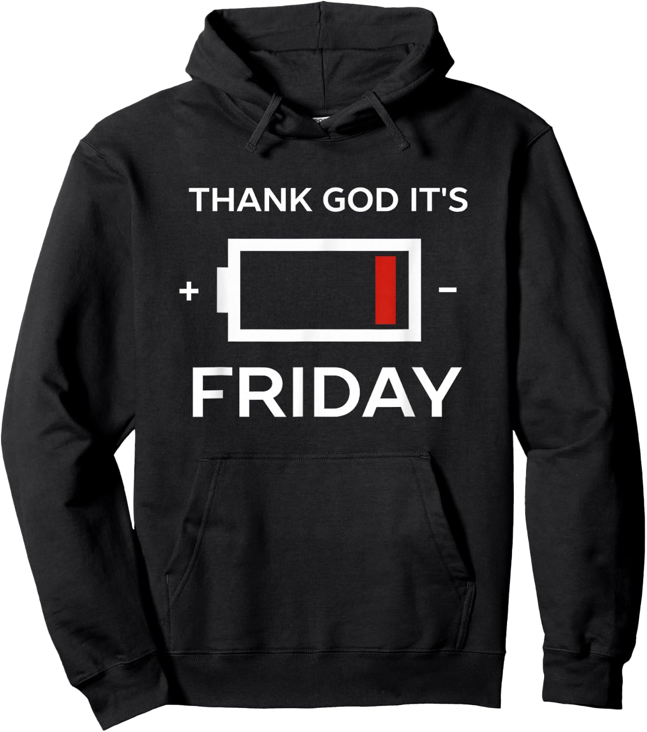 Funny TGIF Friday Low Battery Hoodie - Hoodie | Black