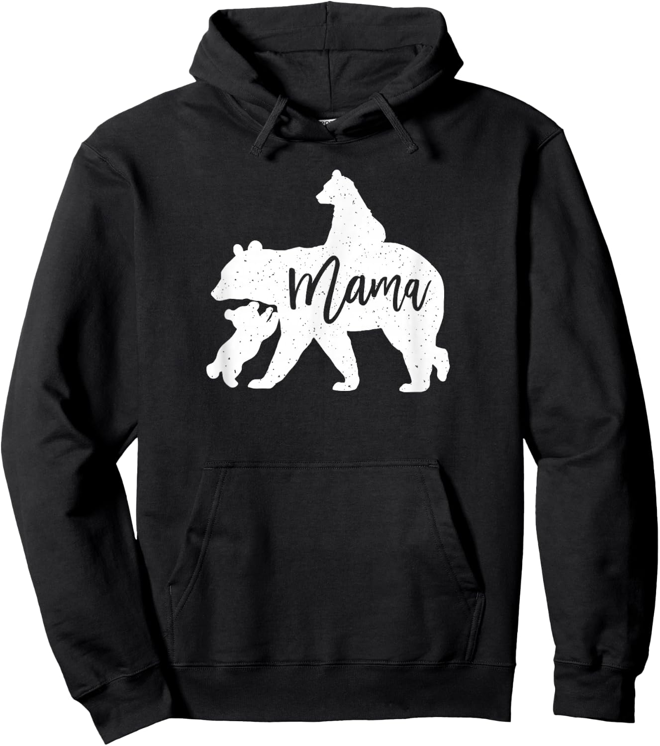 Mama Bear 2 Baby Bear Cubs Playing Riding on Back Hoodie - Hoodie | Black