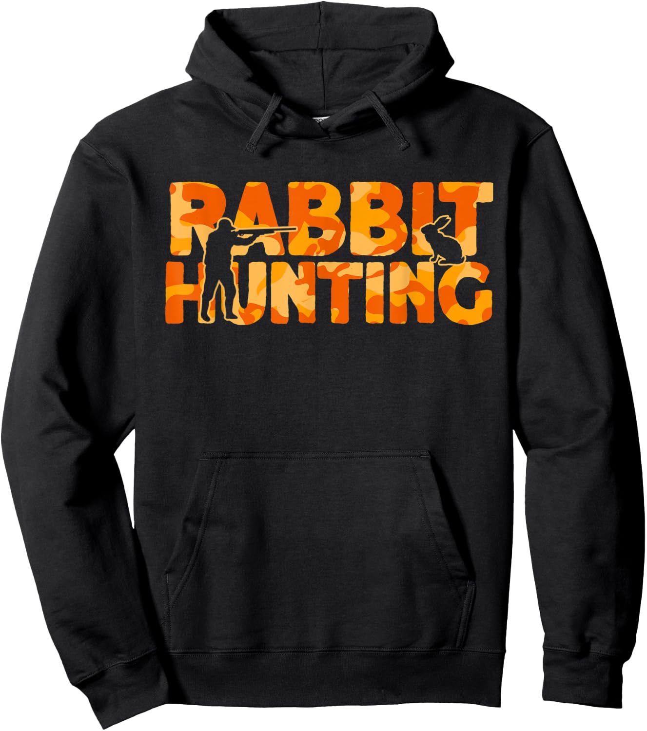 Hare Hunter Orange Camouflage Rabbit Hunting Hoodie - Hoodie | Black