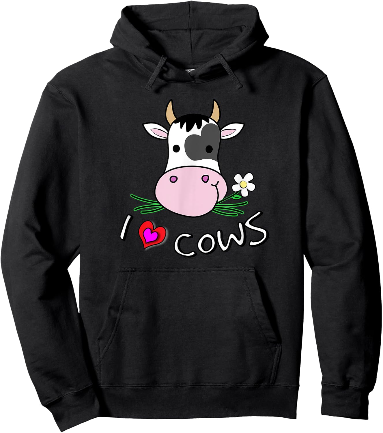 I Love Cows for Farm Animal and Cow Lovers Hoodie - Hoodie | Black