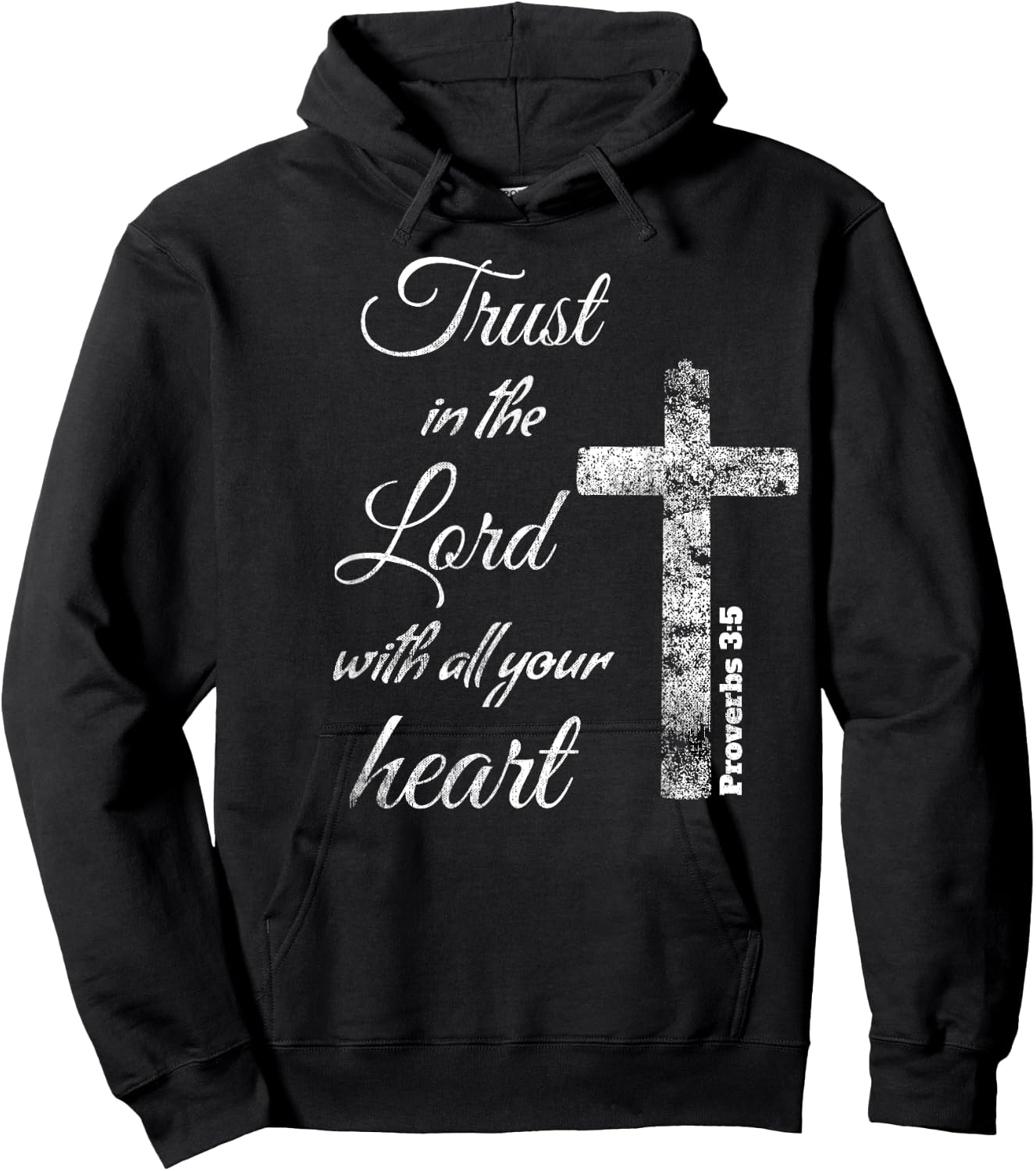 Trust in the Lord with Heart Christian Proverbs 3:5 Hoodie - Hoodie | Black