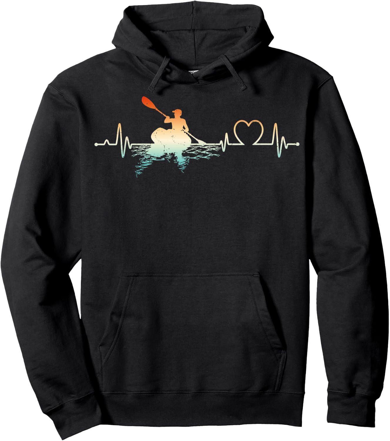 Funny Kayaking Lover Heartbeat Kayak Boat Kayaker Hoodie - Hoodie | Black