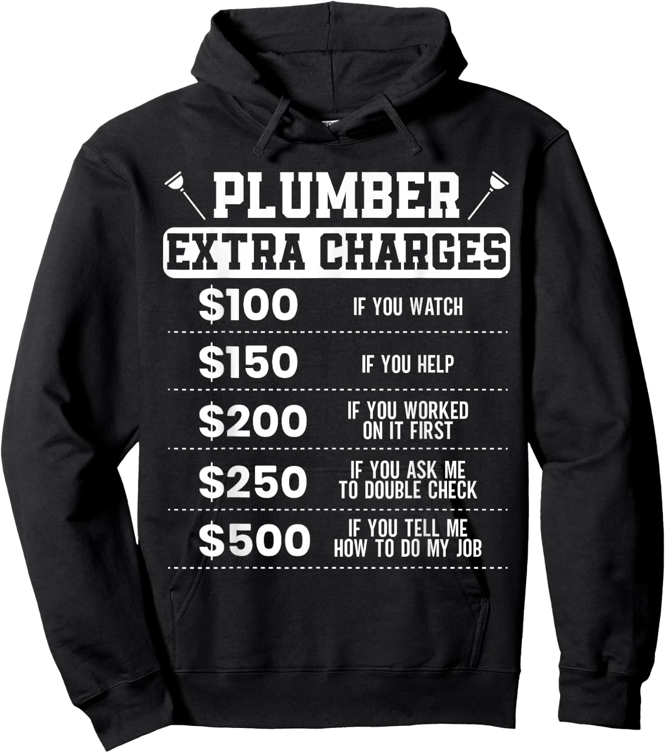 Plumber Extra Charges Plumbing Pipefitter Drain Surgeon Gift Hoodie - Hoodie | Black