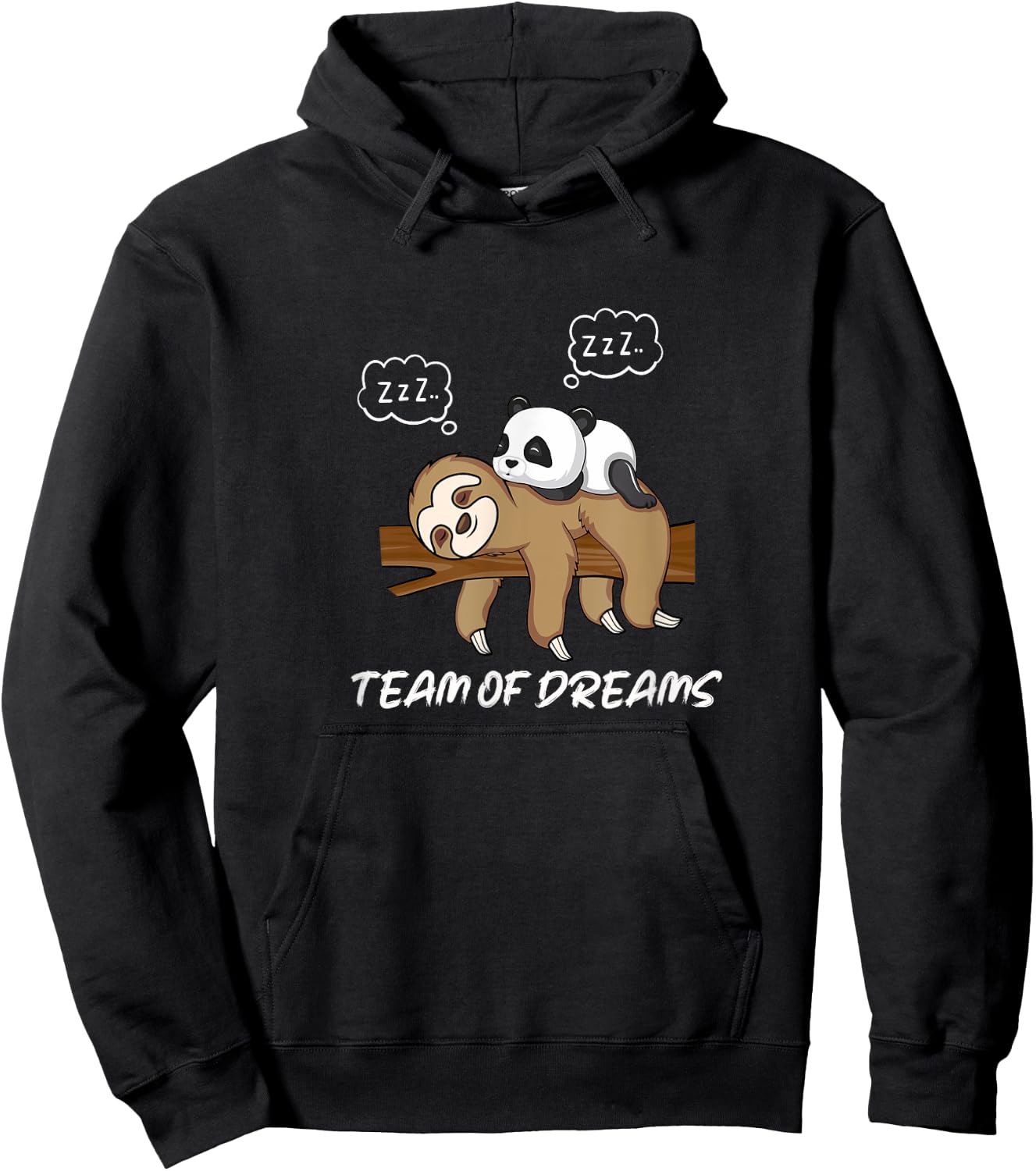 Little Panda Sleeping on Sloth Snoring Team Hoodie - Hoodie | Black