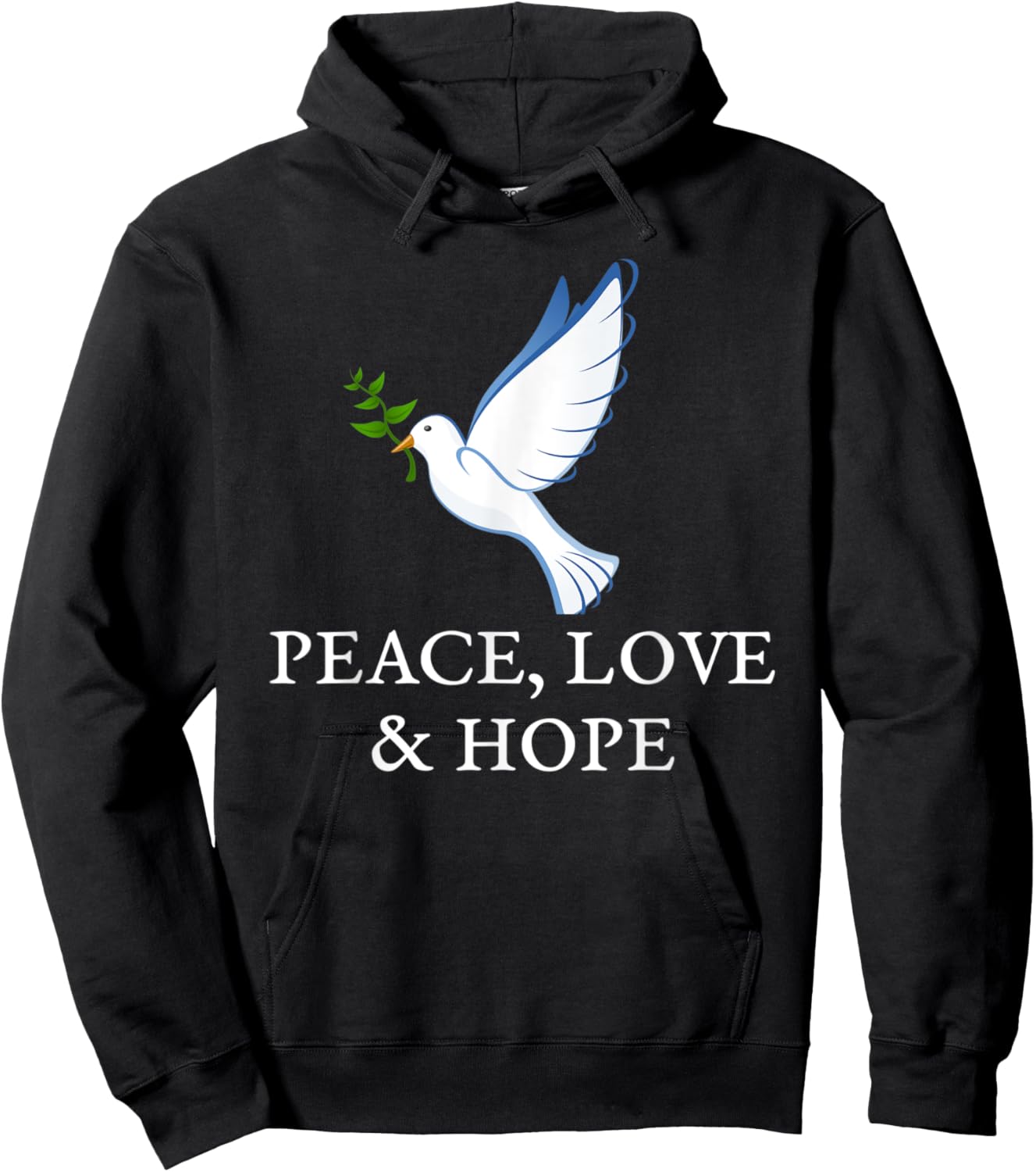 Peace Love Hope Dove Olive Branch Hoodie - Hoodie | Black