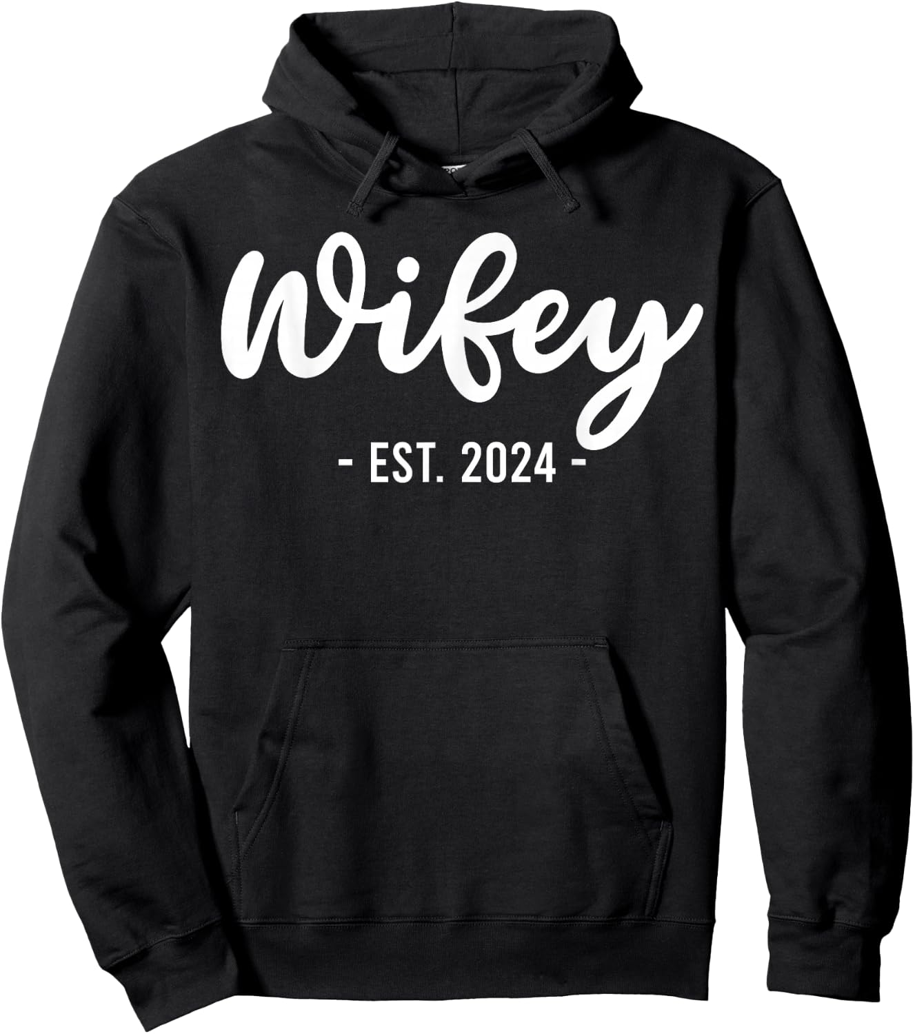 Wife Est 2024 Just Married Honeymoon Husband Wedding Couple Hoodie - Hoodie | Black