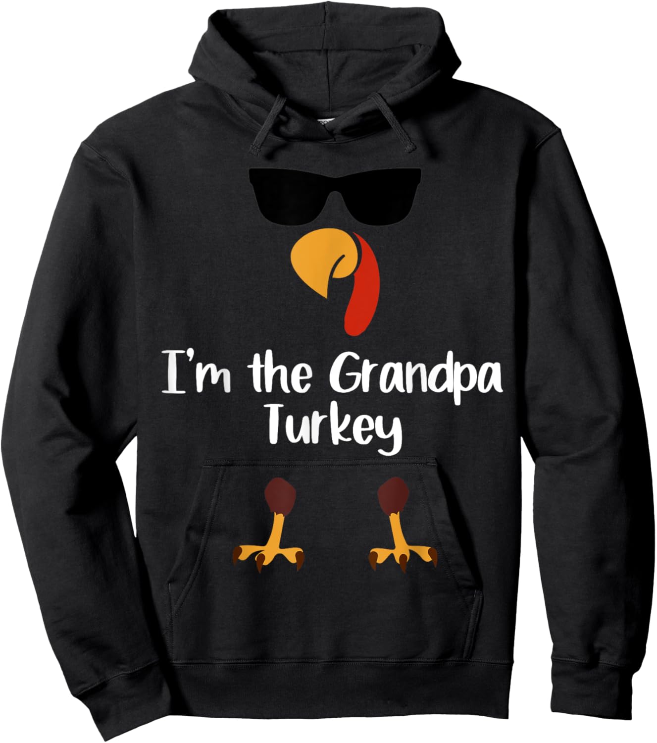 I'm The Grandpa Turkey Thanksgiving Day Gift Gramps Leg Day Hoodie - Hoodie | Black