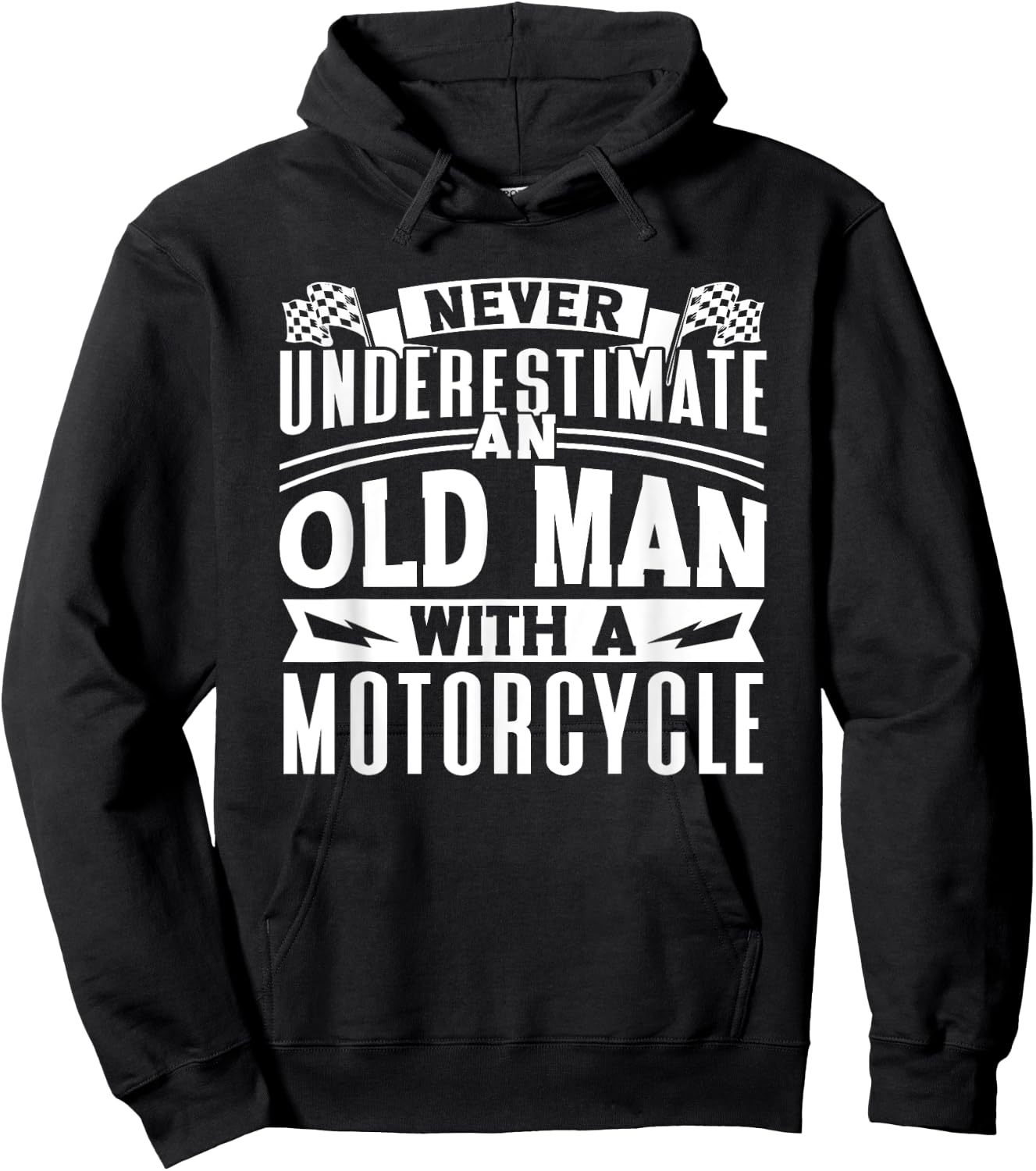 Never Underestimate An Old Man On A Motorcycle Biker Grandpa Hoodie - Hoodie | Black