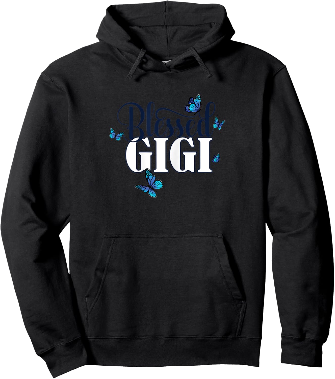 Blessed Gigi - Grandma Blue Butterfly / Butterflies Gift Hoodie - Hoodie | Black