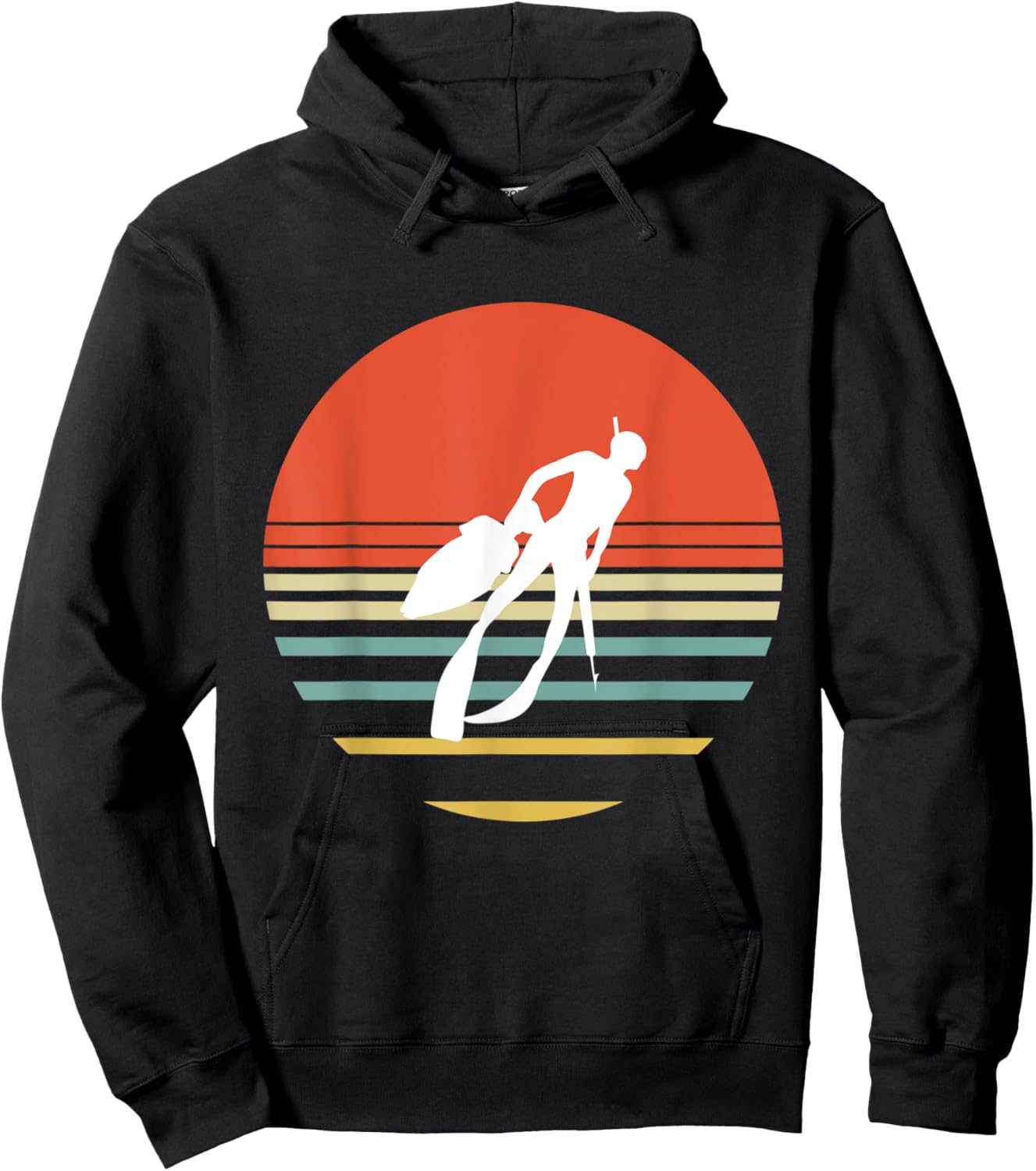 Retro Spearfishing Spearfisher Diving Fishing Scuba Diver Hoodie - Hoodie | Black