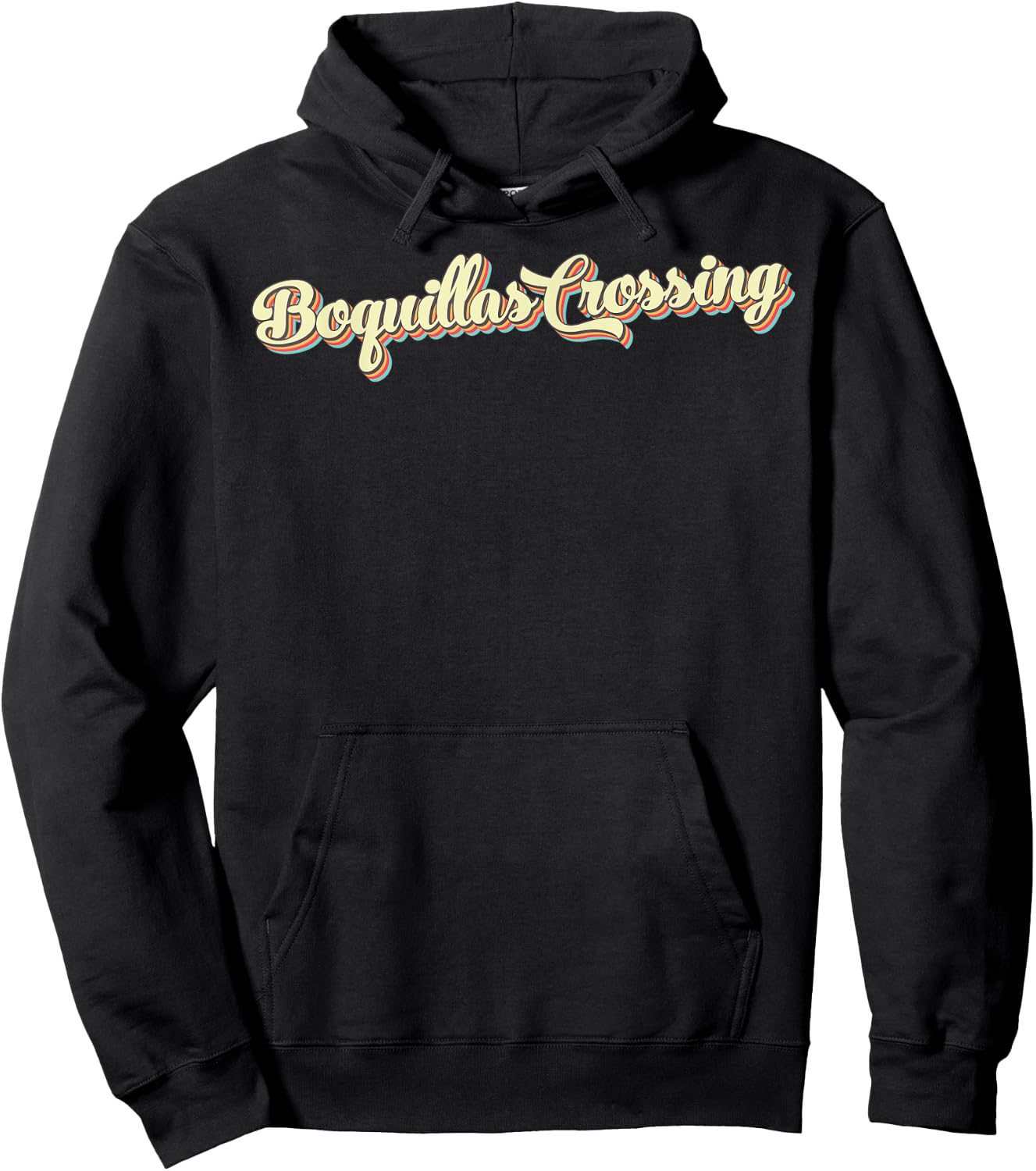 Boquillas Crossing Retro Art Baseball Font Vintage Hoodie - Hoodie | Black